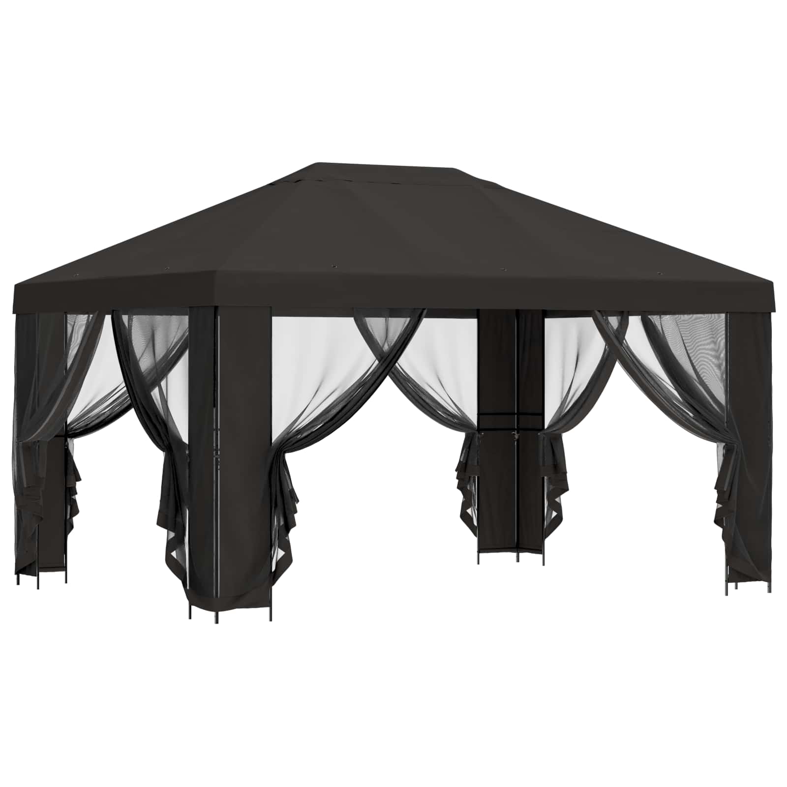 Gazebo da giardino con pareti laterali 4 × 3 m Antracite