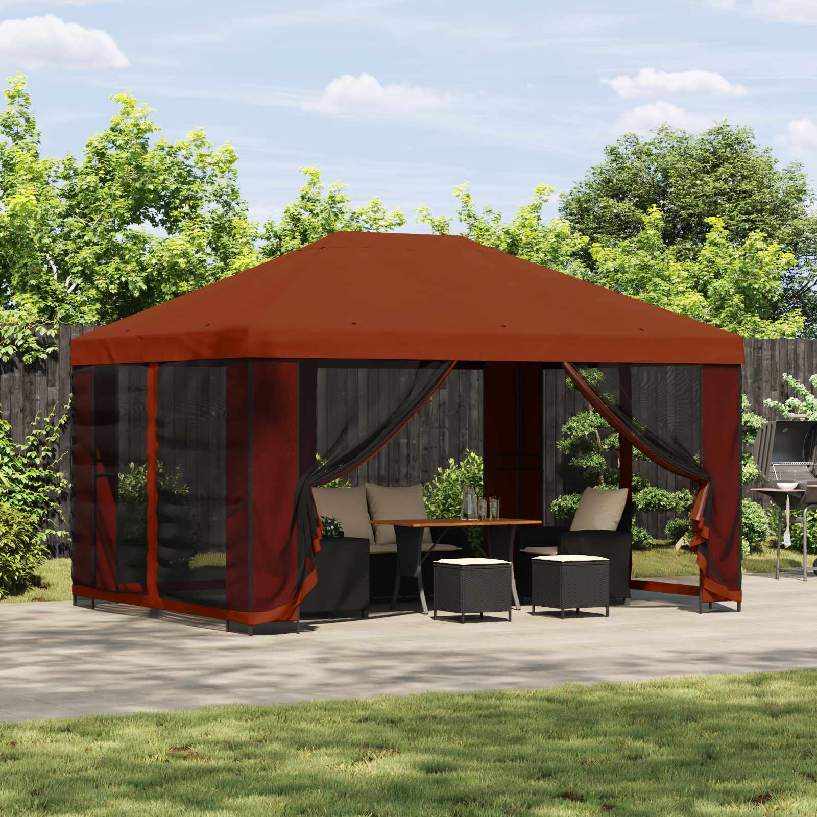 Gazebo con pareti laterali 4 × 3 m Terracotta