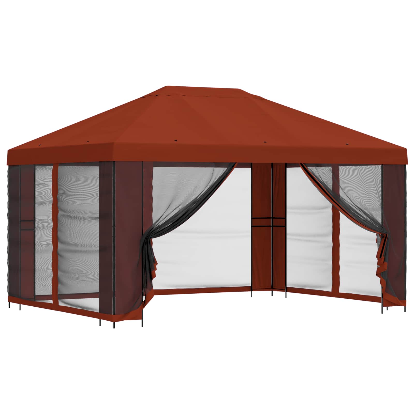 Gazebo con pareti laterali 4 × 3 m Terracotta