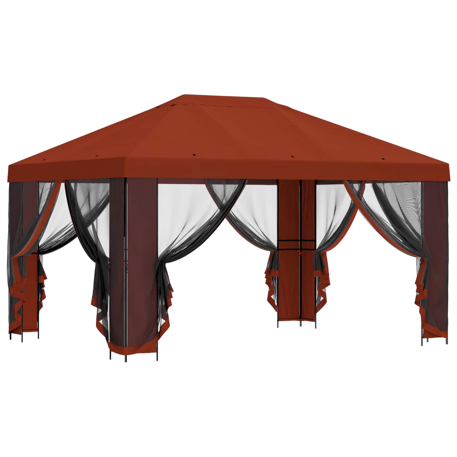 Gazebo con pareti laterali 4 × 3 m Terracotta