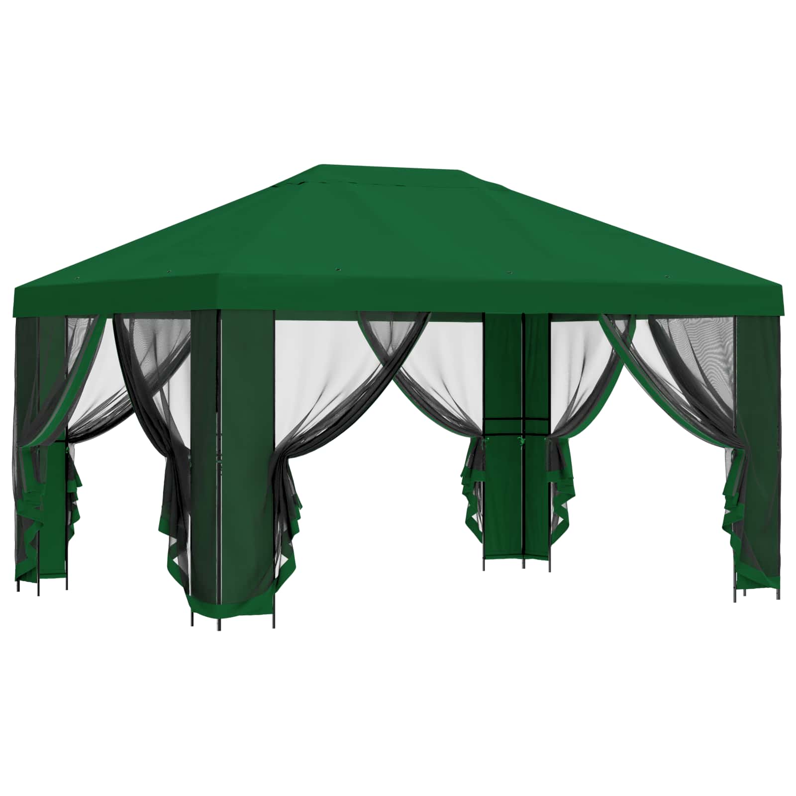 Gazebo da giardino con pareti laterali 4 × 3 m Verde