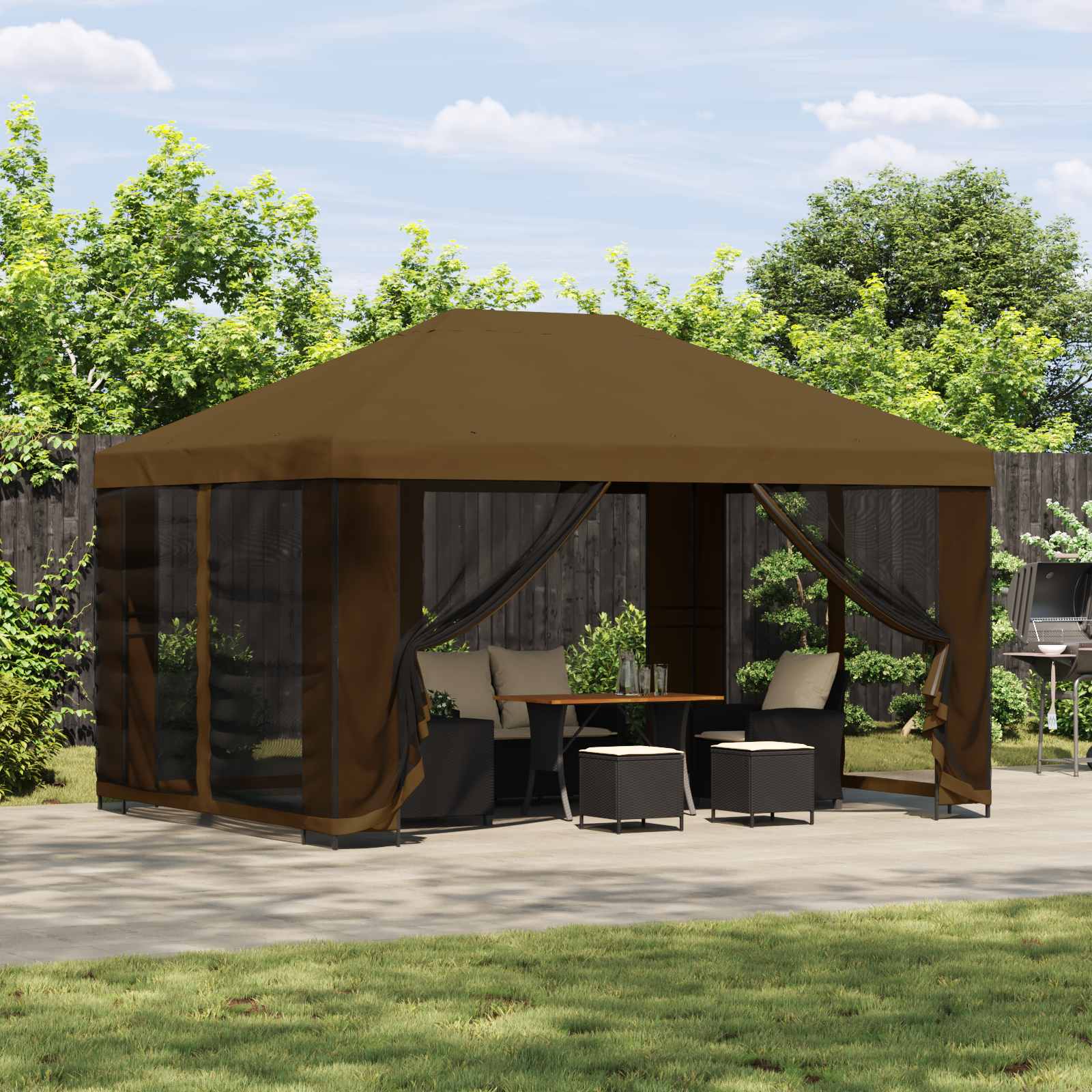 Gazebo da giardino con pareti laterali 4 × 3 m Tortora