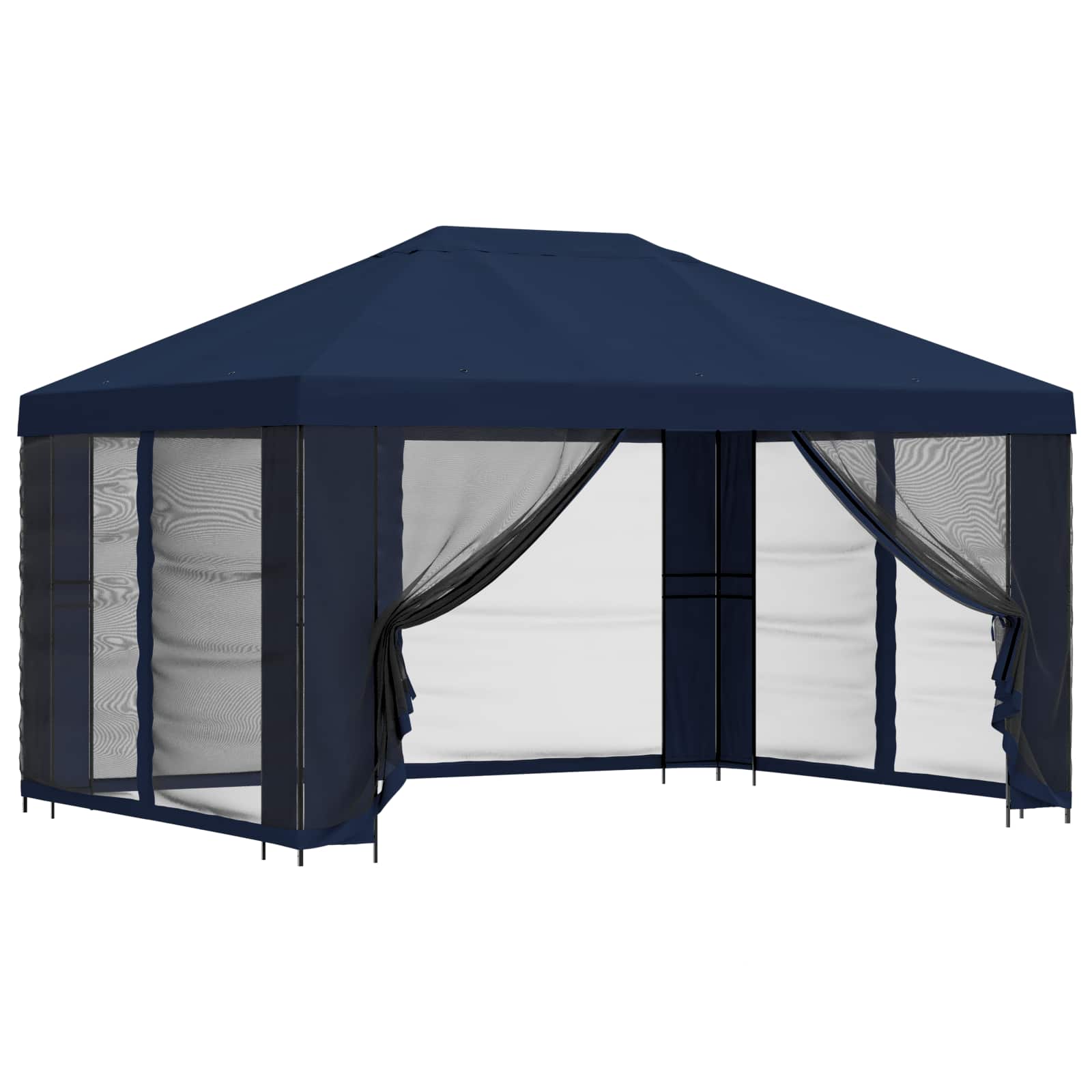 Gazebo da giardino con pareti laterali 4 × 3 m Blu