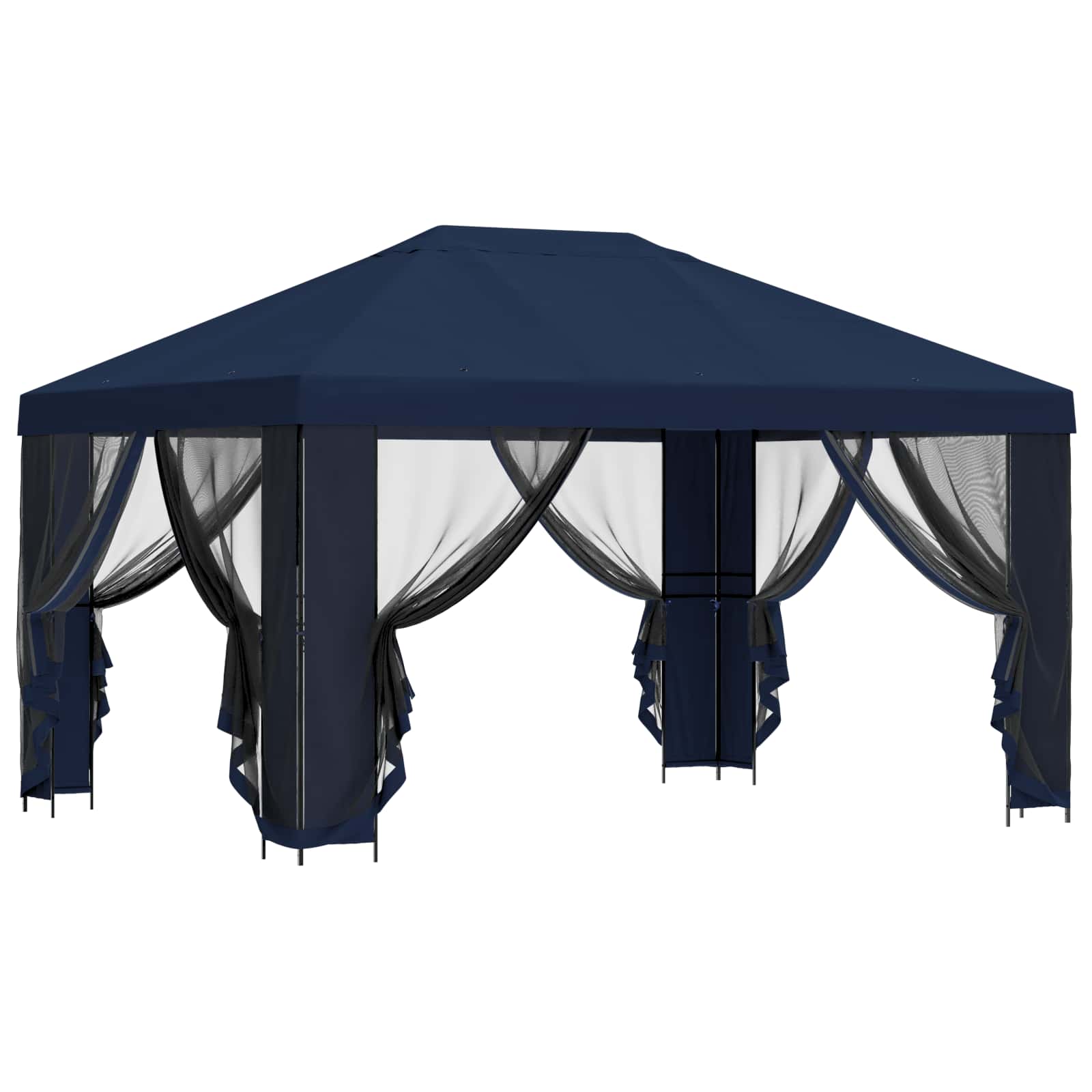 Gazebo da giardino con pareti laterali 4 × 3 m Blu