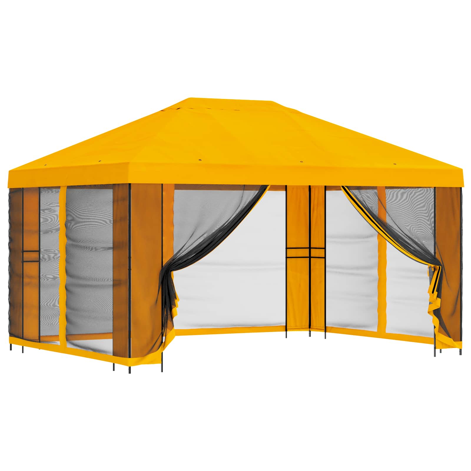 Gazebo da giardino con pareti laterali 4 × 3 m Giallo