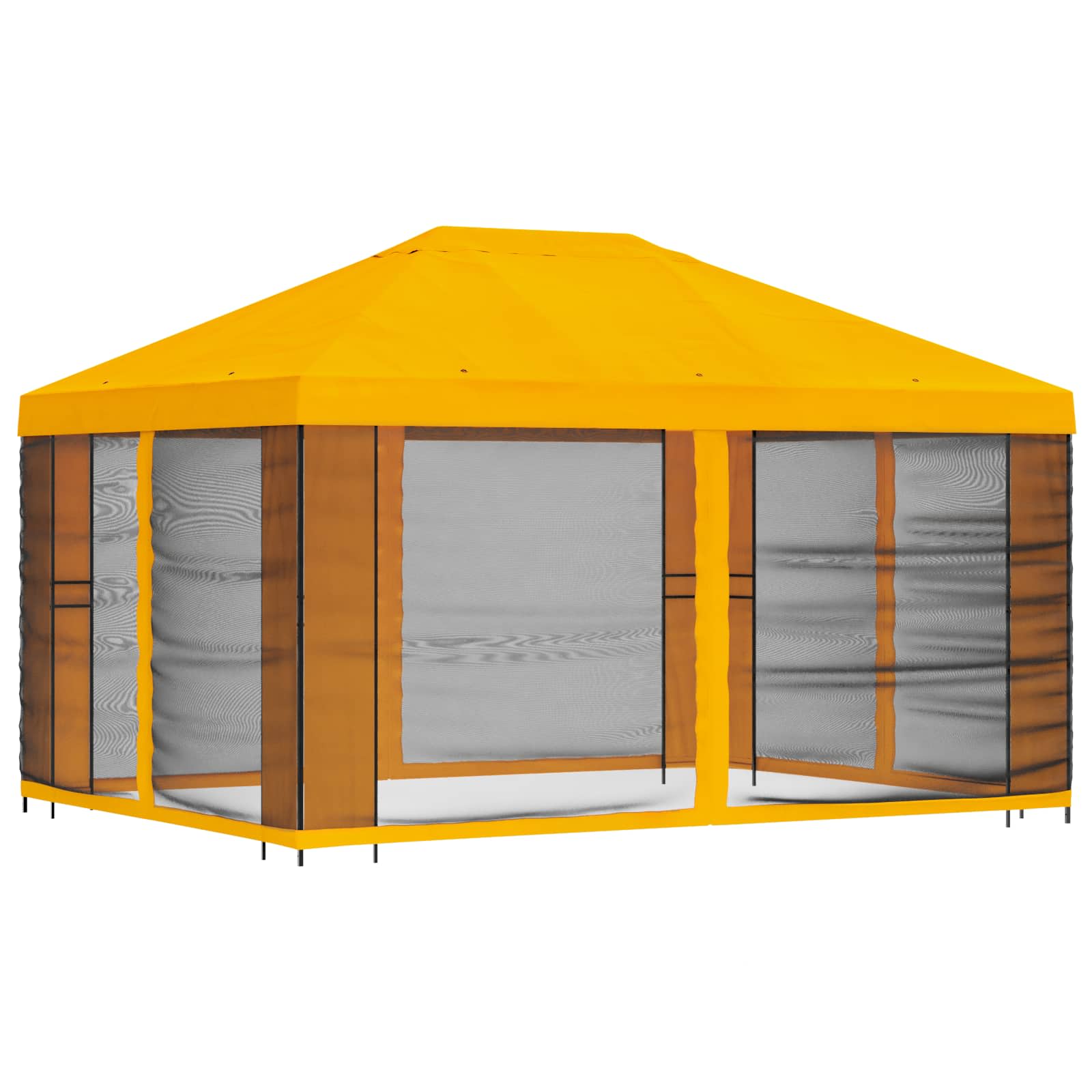 Gazebo da giardino con pareti laterali 4 × 3 m Giallo