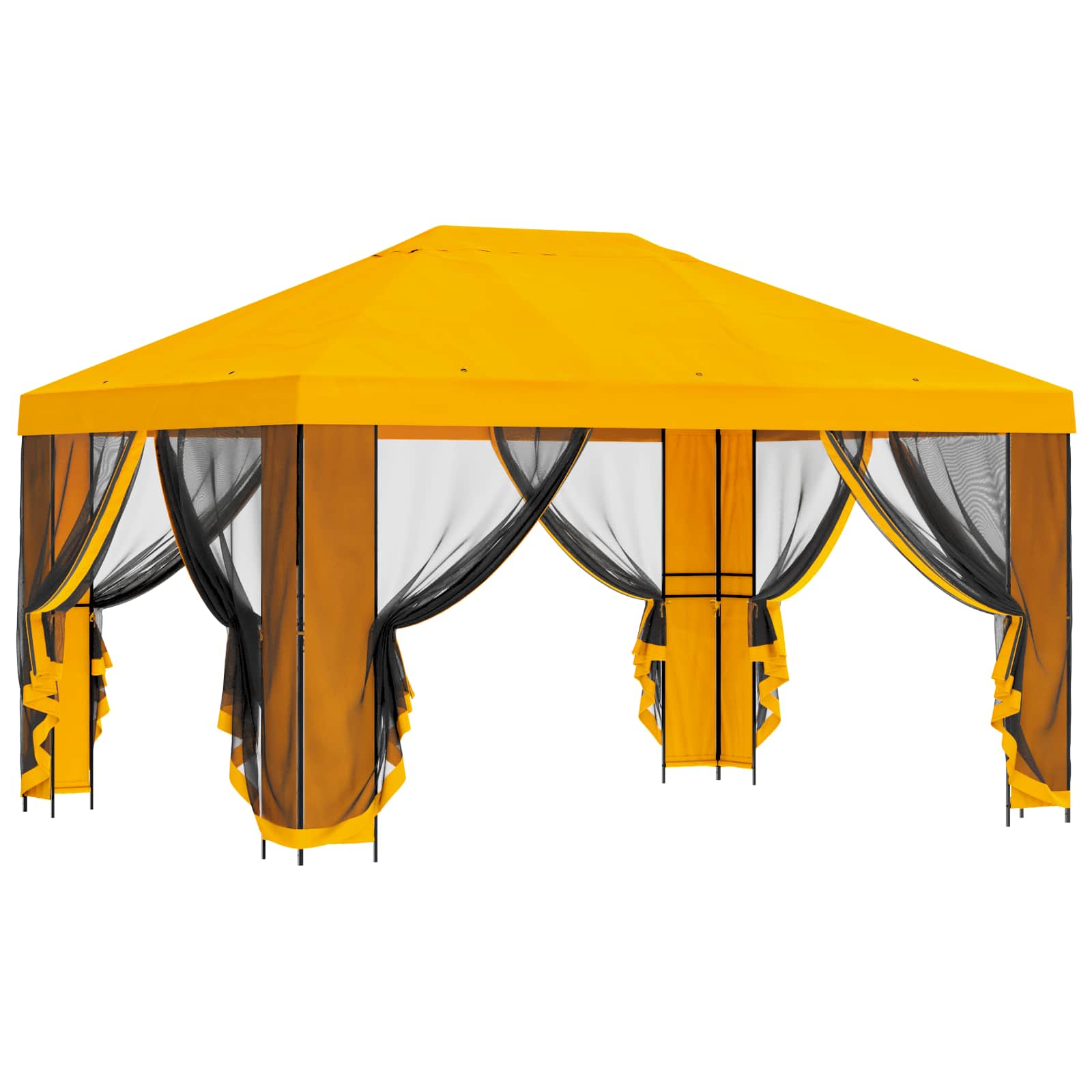 Gazebo da giardino con pareti laterali 4 × 3 m Giallo