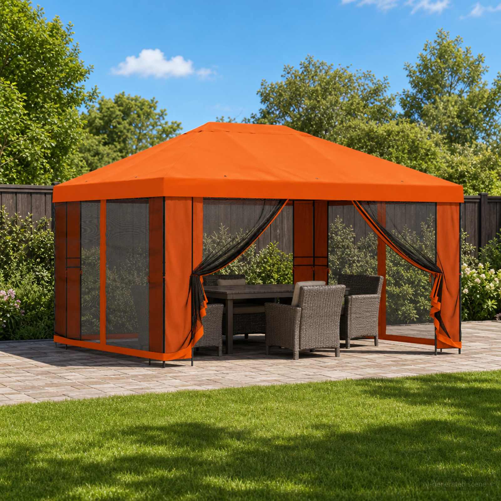 Gazebo da giardino con pareti laterali 4 × 3 m Arancione