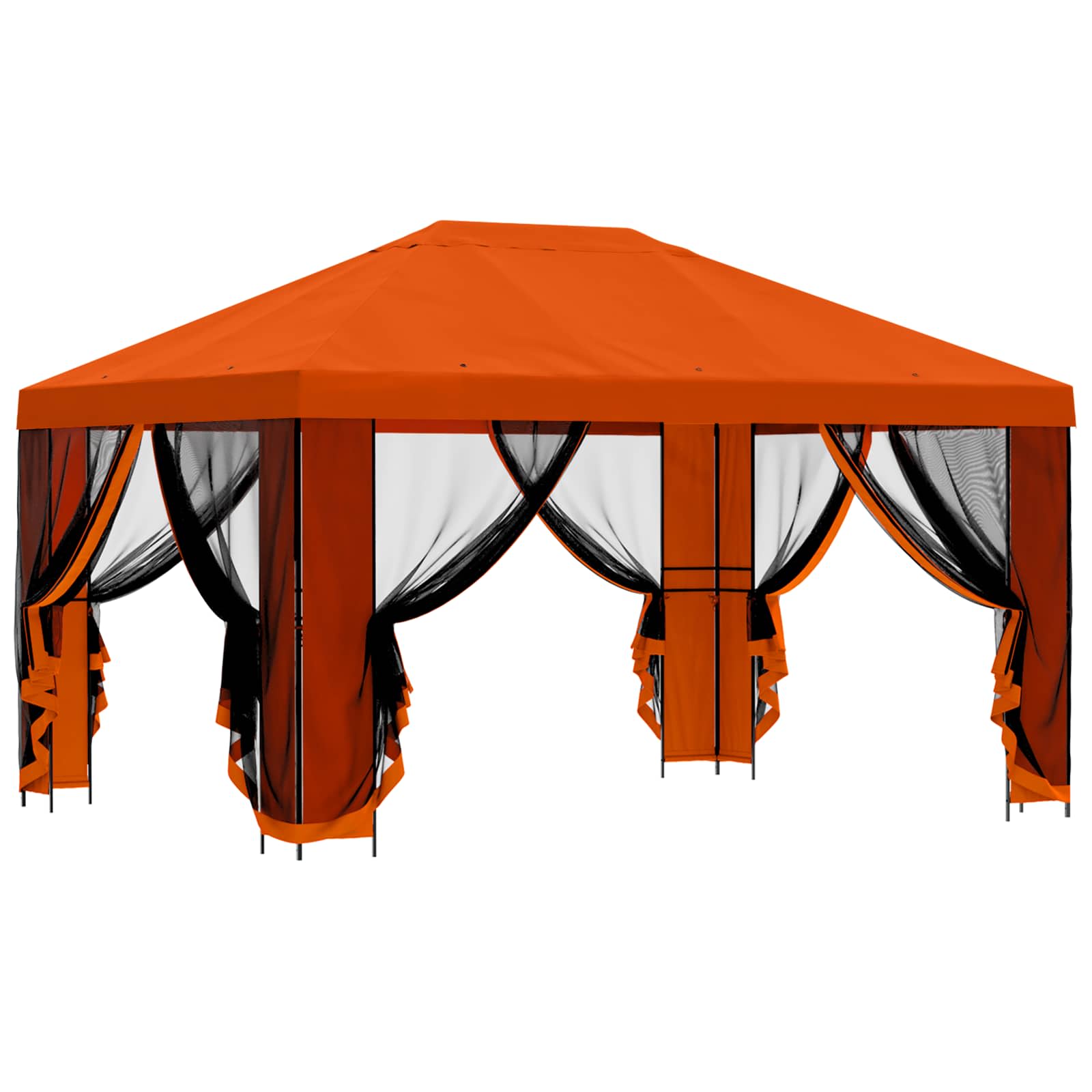 Gazebo da giardino con pareti laterali 4 × 3 m Arancione