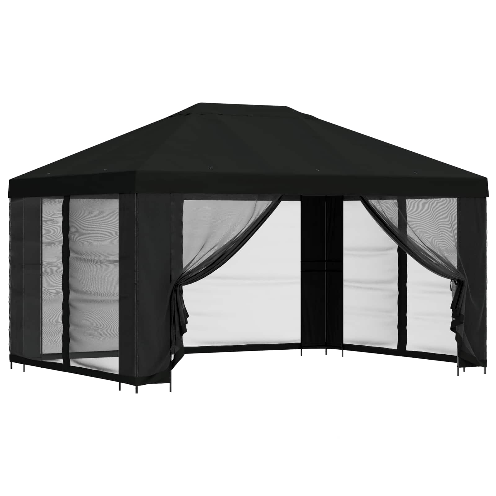 Gazebo con pareti laterali 4 × 3 m Nero Poliestere e Acciaio