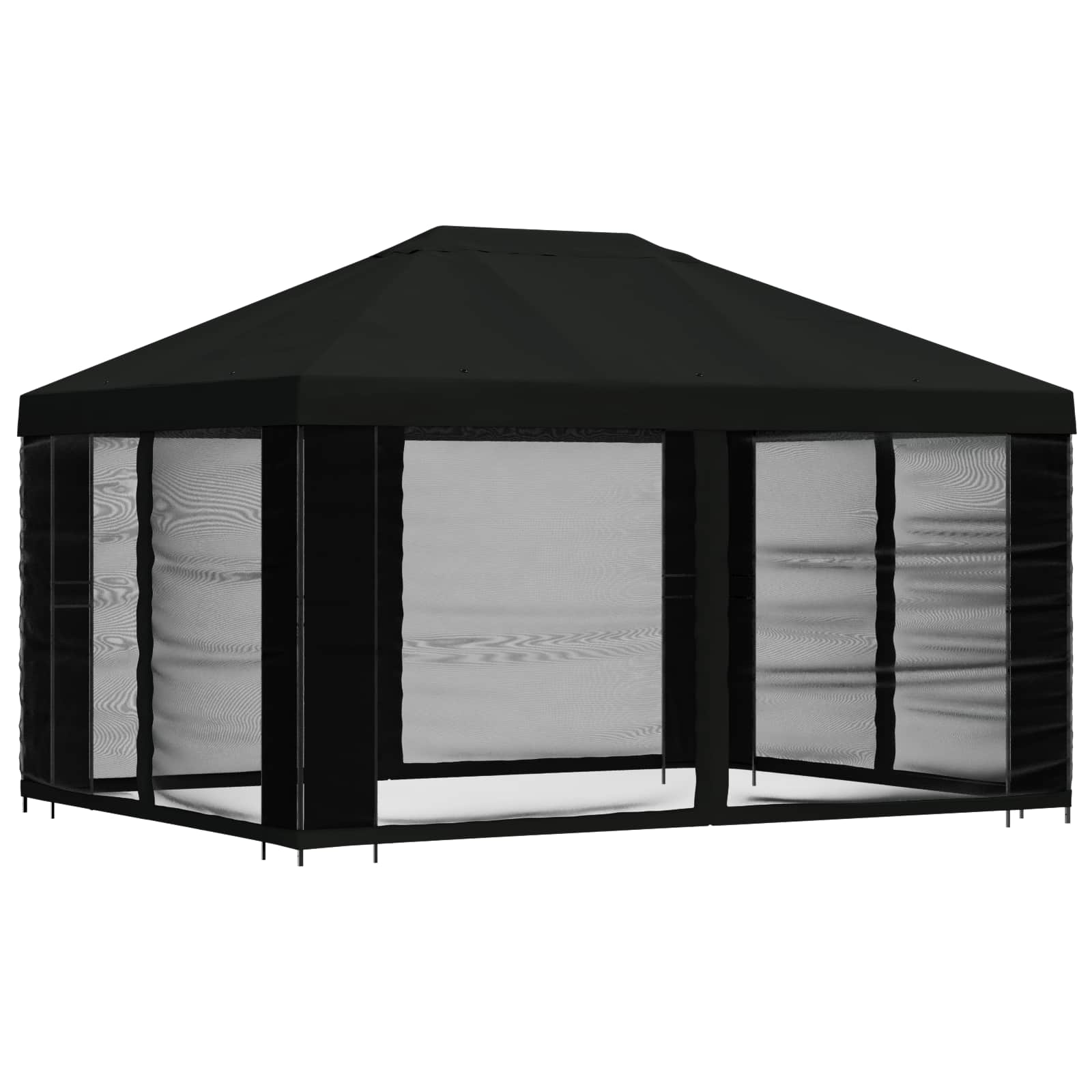Gazebo con pareti laterali 4 × 3 m Nero Poliestere e Acciaio