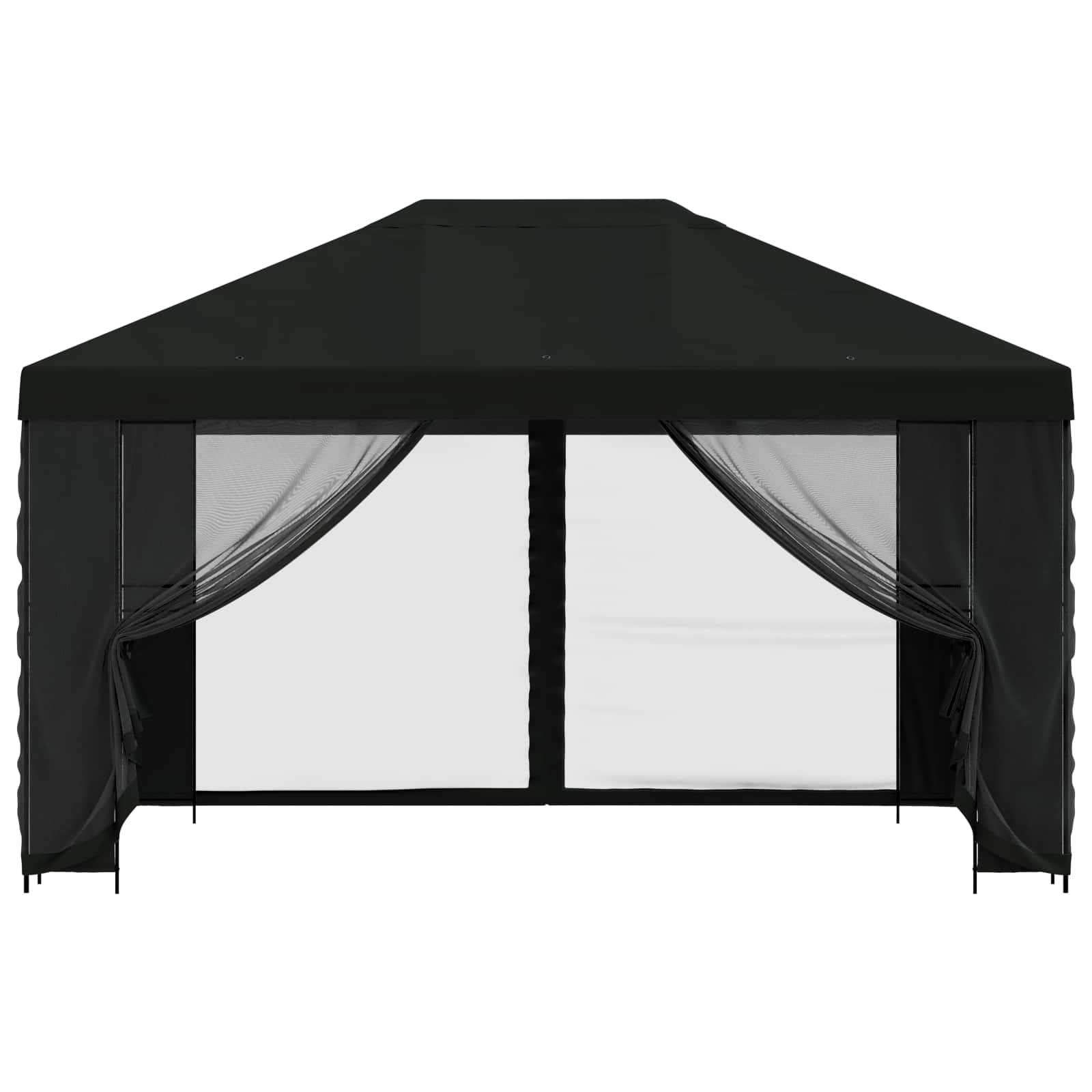 Gazebo con pareti laterali 4 × 3 m Nero Poliestere e Acciaio