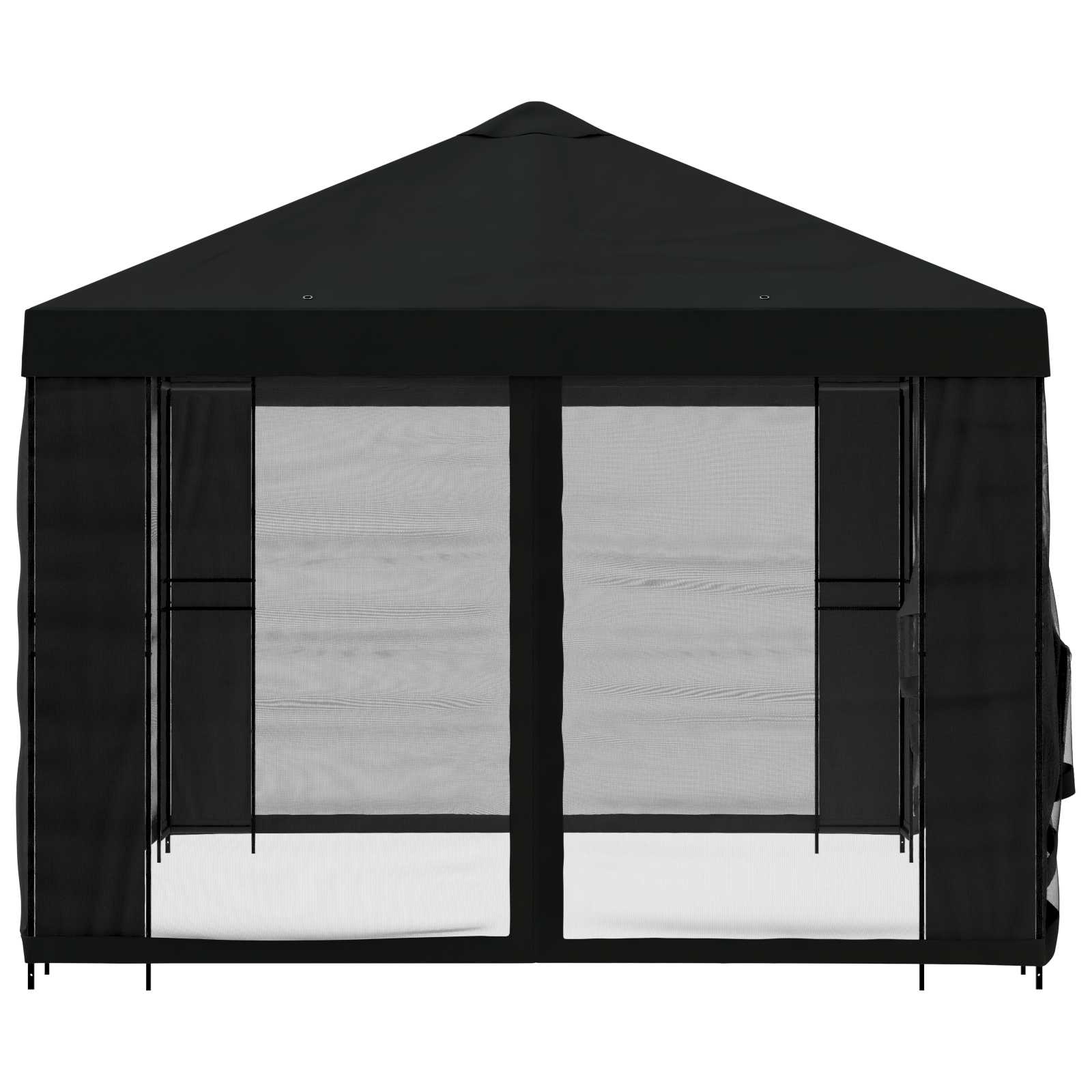 Gazebo con pareti laterali 4 × 3 m Nero Poliestere e Acciaio