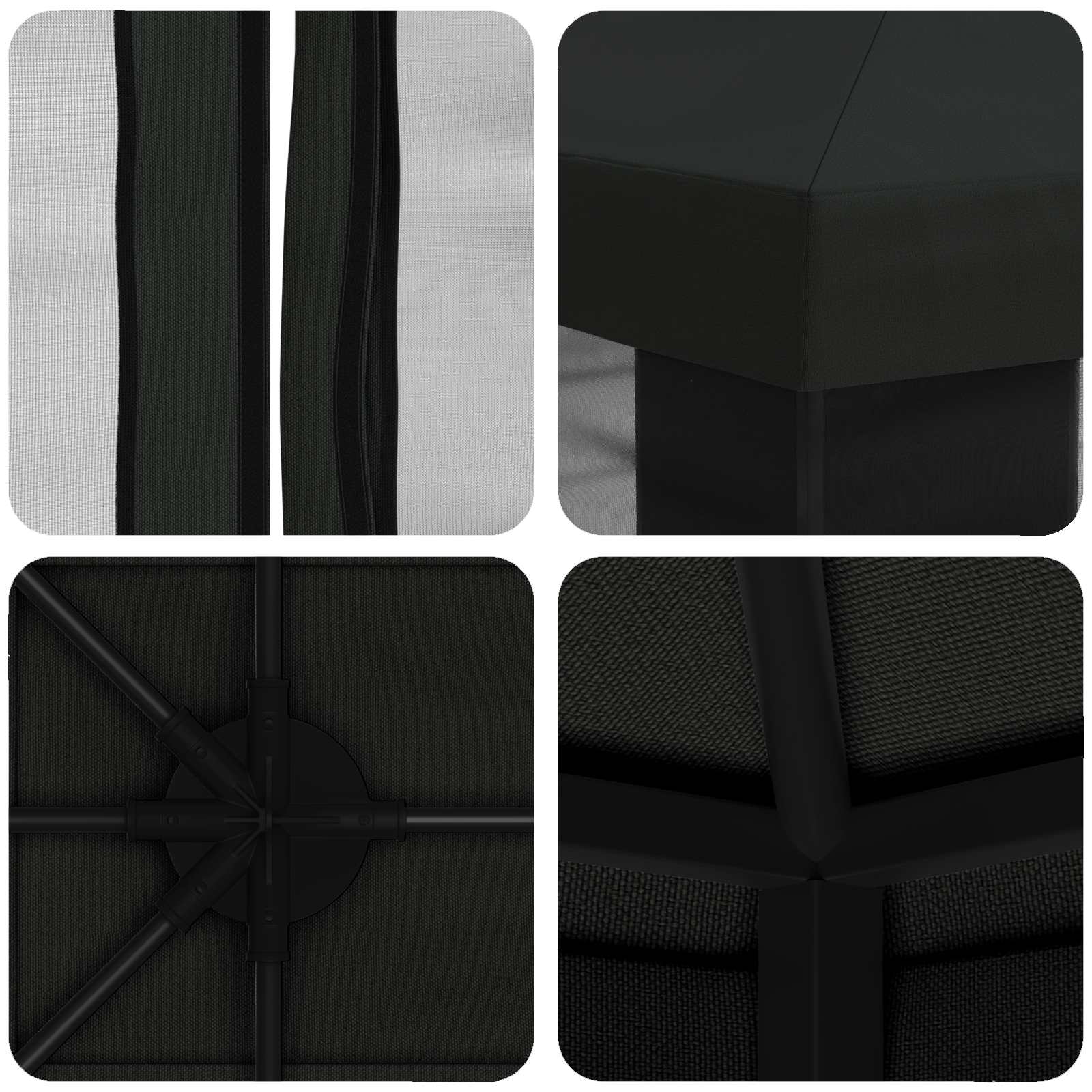 Gazebo con pareti laterali 4 × 3 m Nero Poliestere e Acciaio