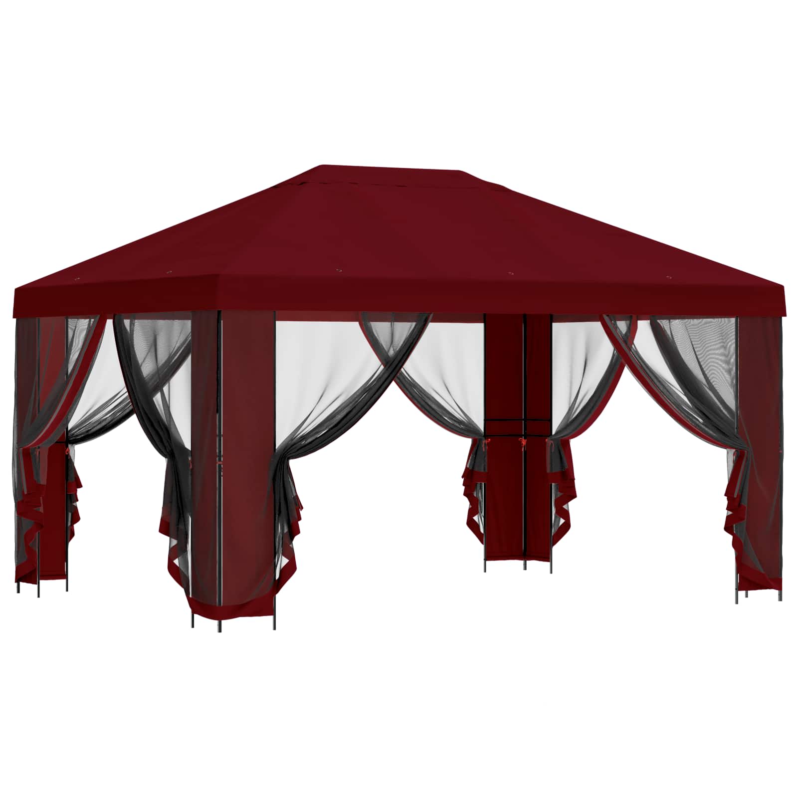 Gazebo da giardino con pareti laterali 4 × 3 m Borgogna