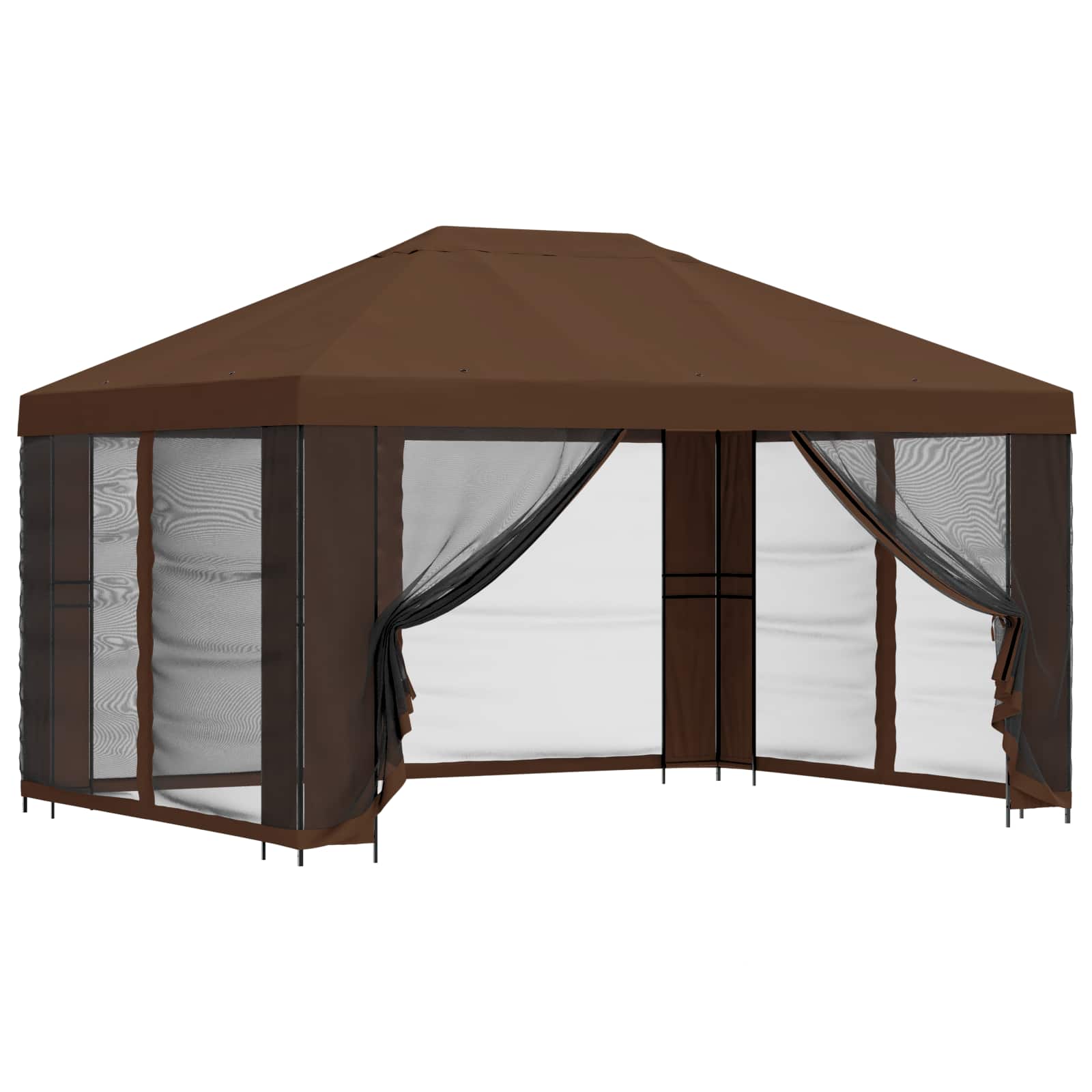 Gazebo da giardino con pareti laterali 4 × 3 m Marrone
