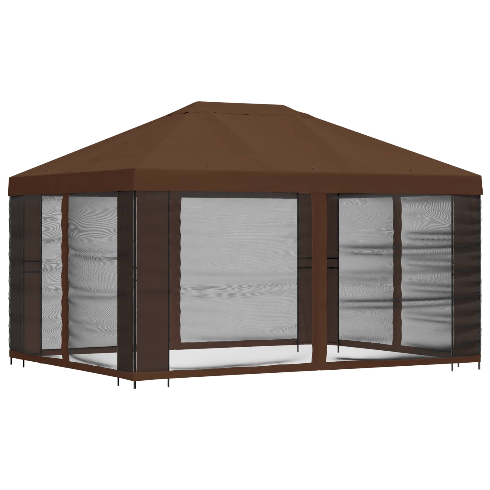 Gazebo da giardino con pareti laterali 4 × 3 m Marrone