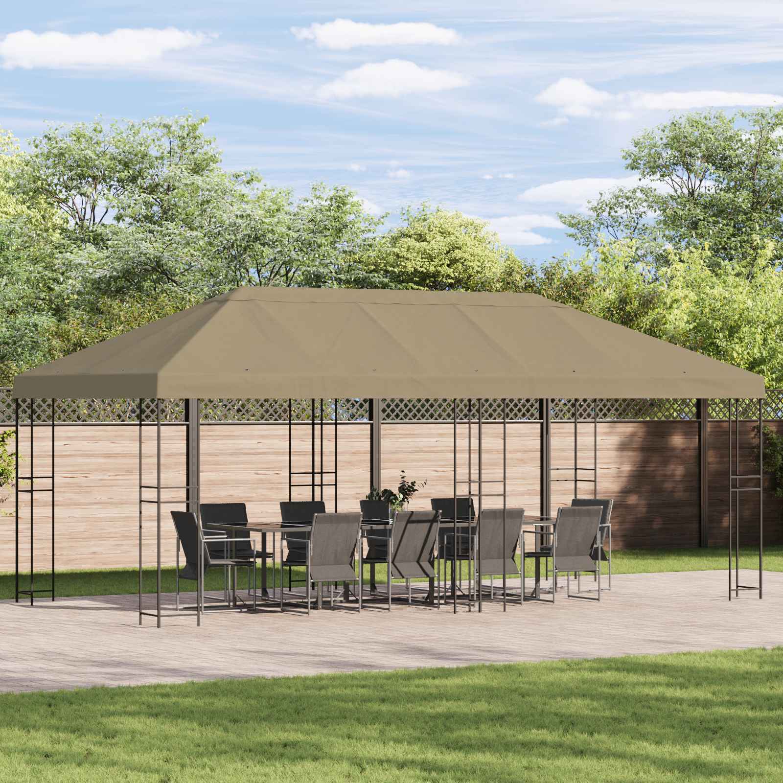 Copertura Tenda Gazebo 6 x 3 m Beige Poliestere 190 gsm