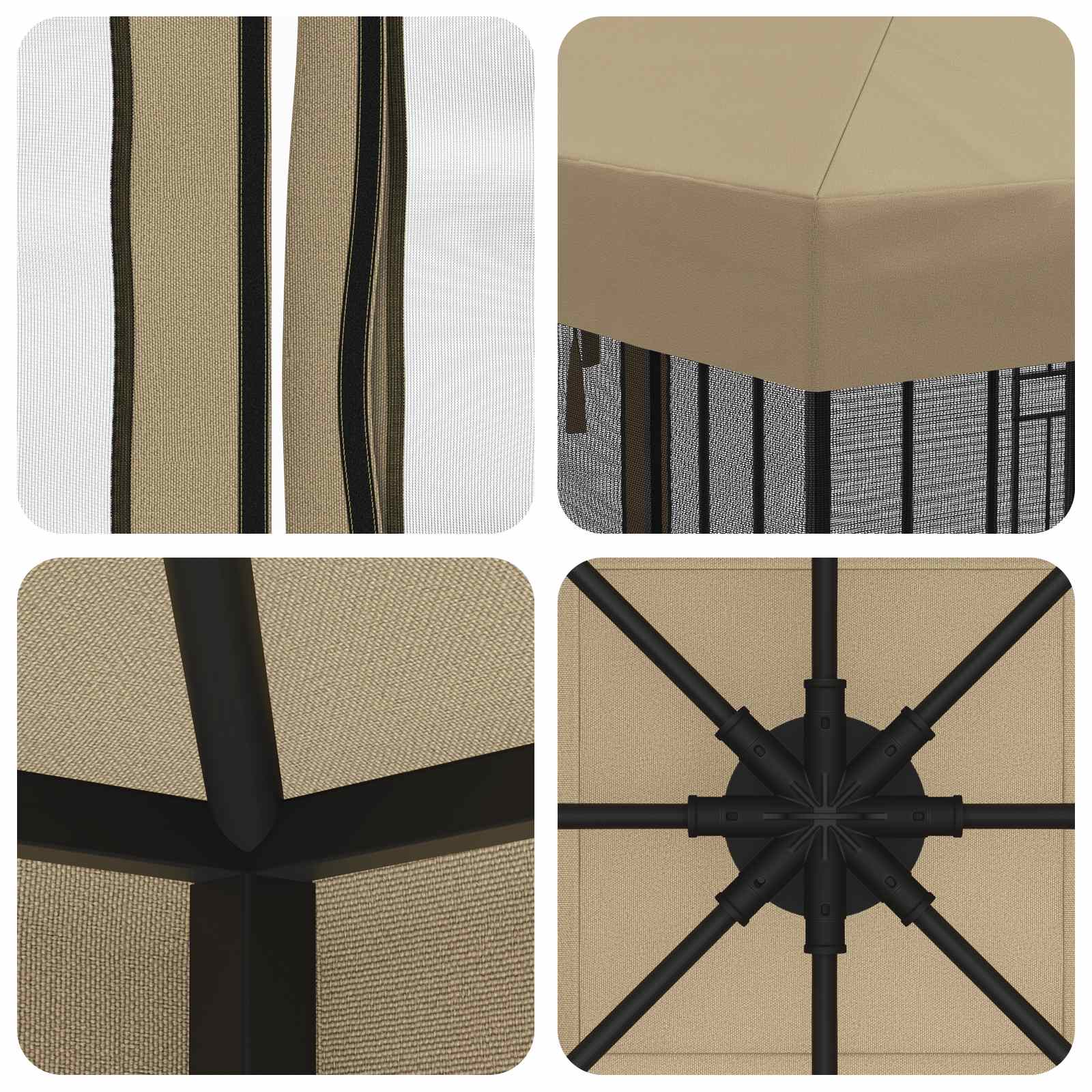 Copertura Gazebo con Pareti Laterali 6 x 3 m Beige Poliestere