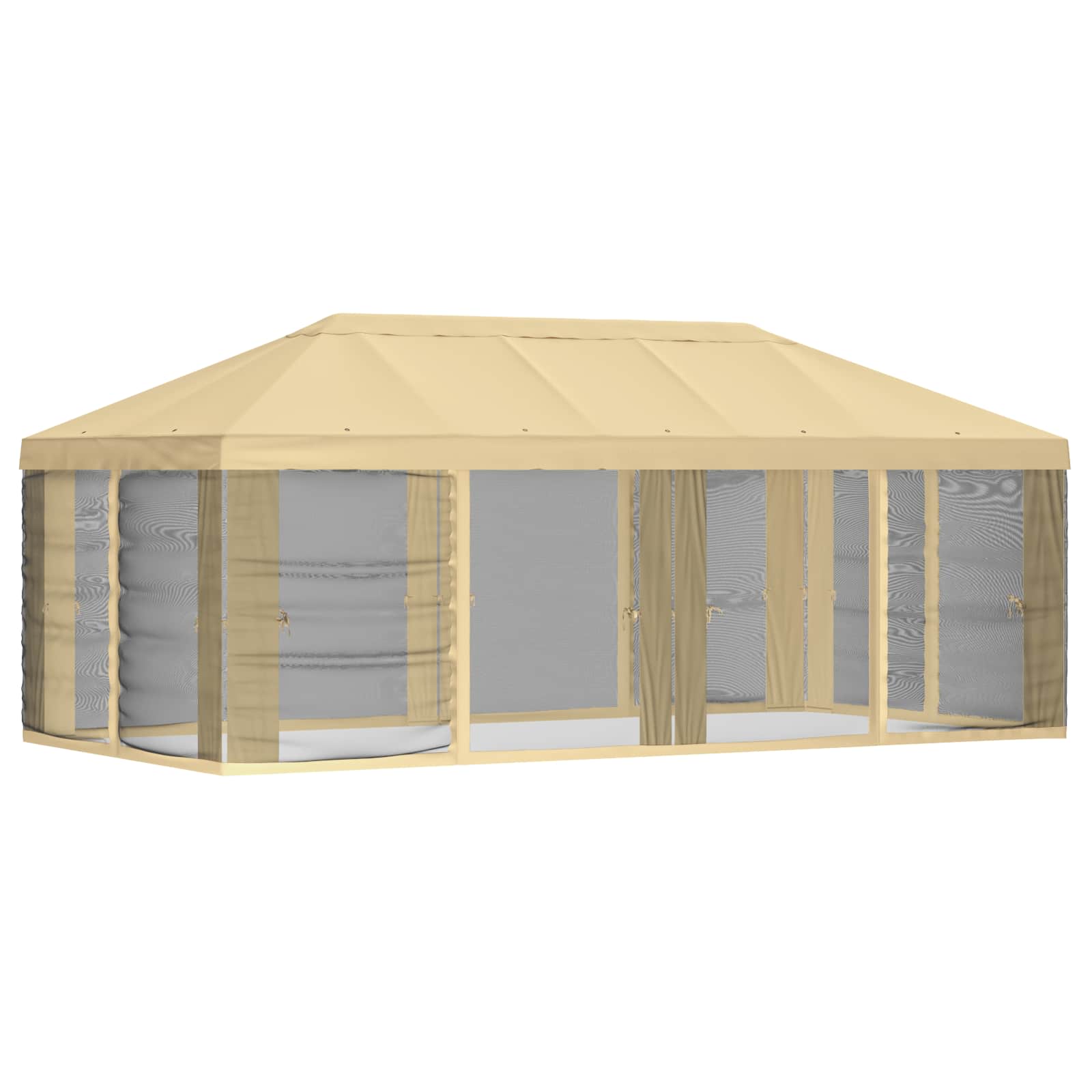 Copertura Gazebo con Pareti Laterali 6 x 3 m Crema Poliestere