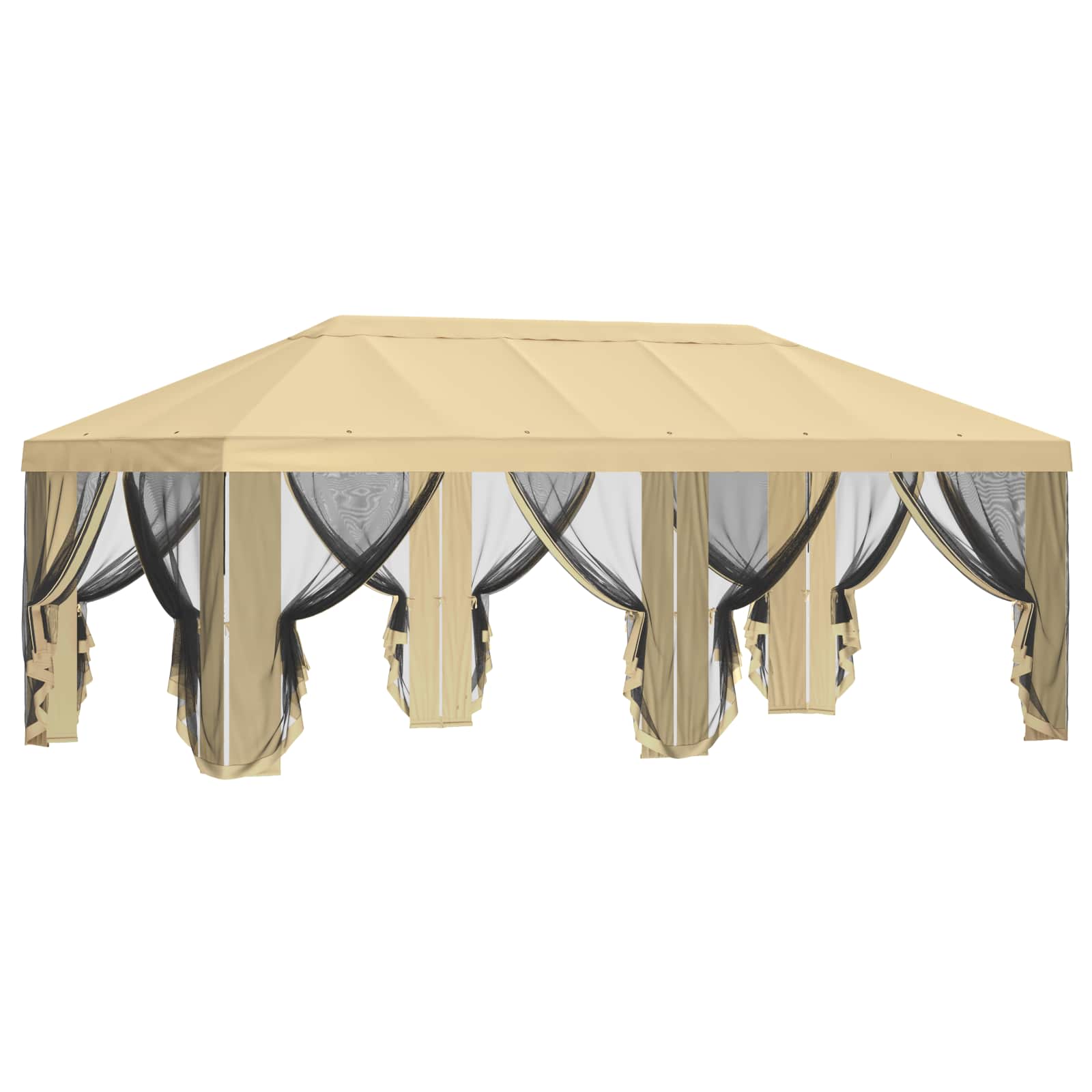 Copertura Gazebo con Pareti Laterali 6 x 3 m Crema Poliestere