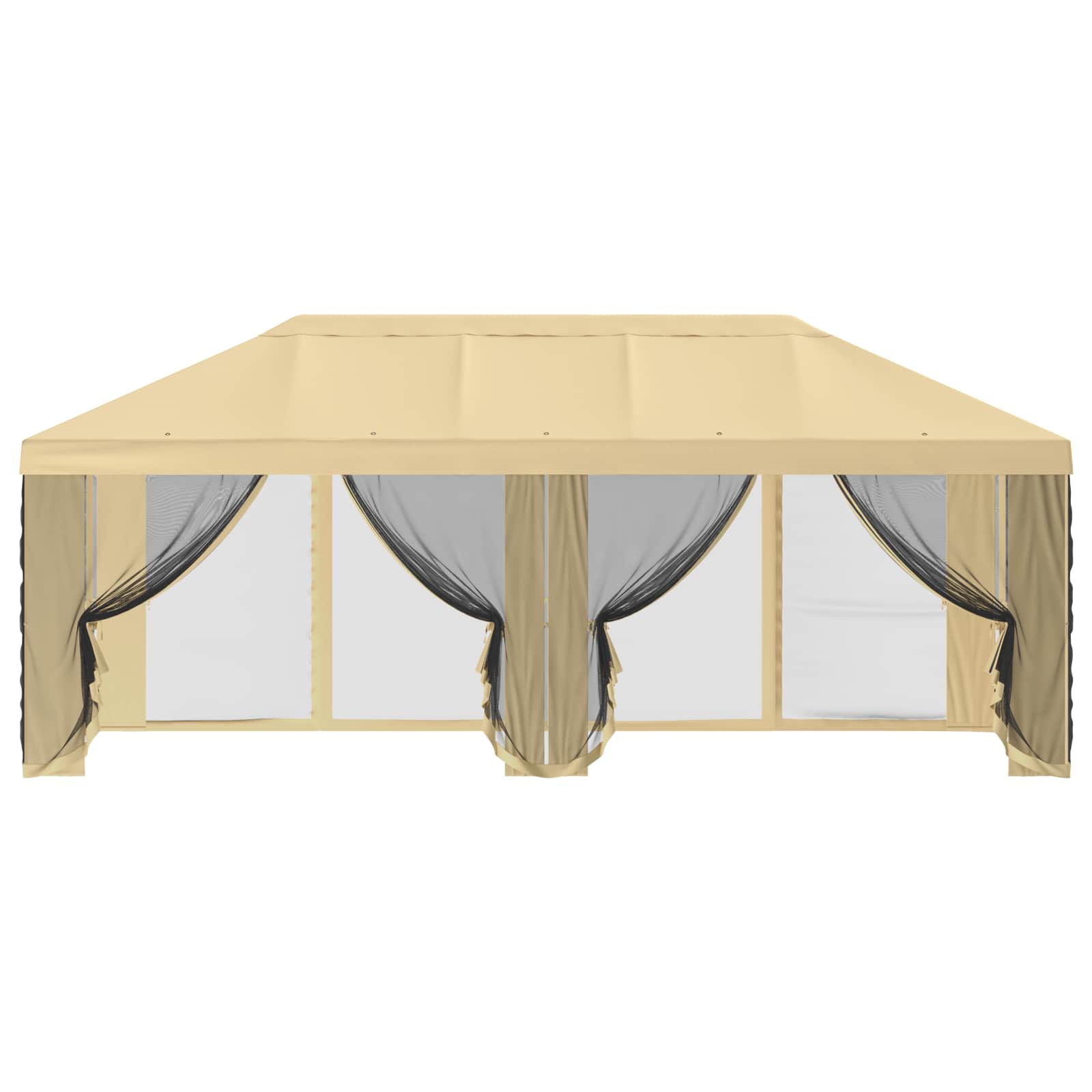Copertura Gazebo con Pareti Laterali 6 x 3 m Crema Poliestere
