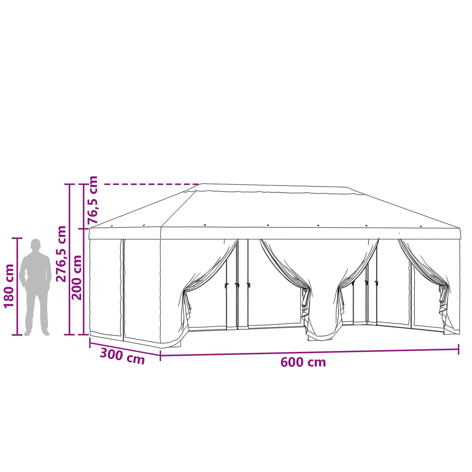 Copertura Gazebo con Pareti Laterali 6 x 3 m Antracite
