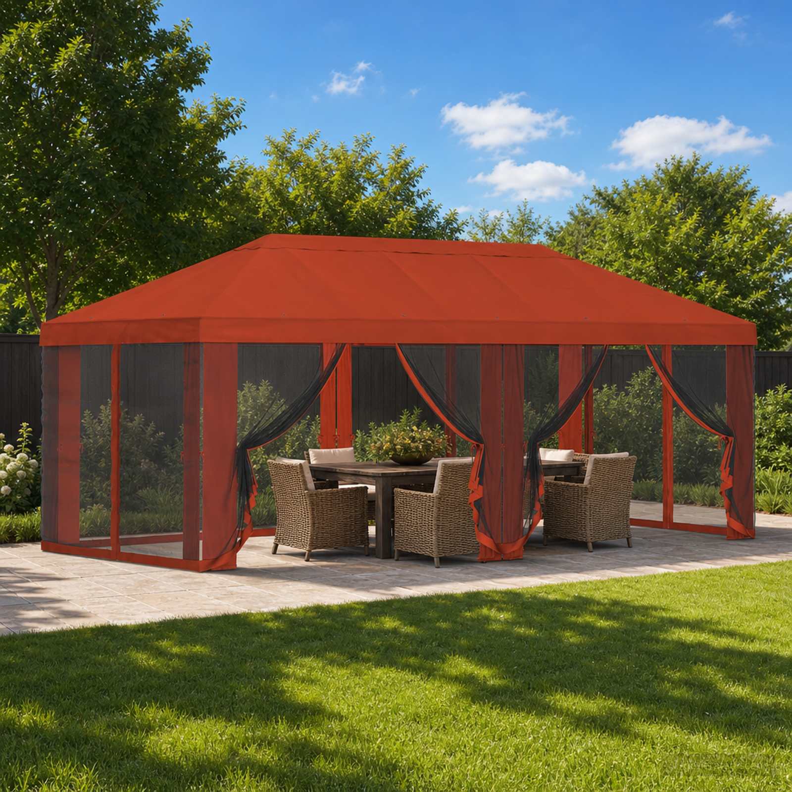 Copertura Gazebo con Pareti Laterali 6 x 3 m Terracotta