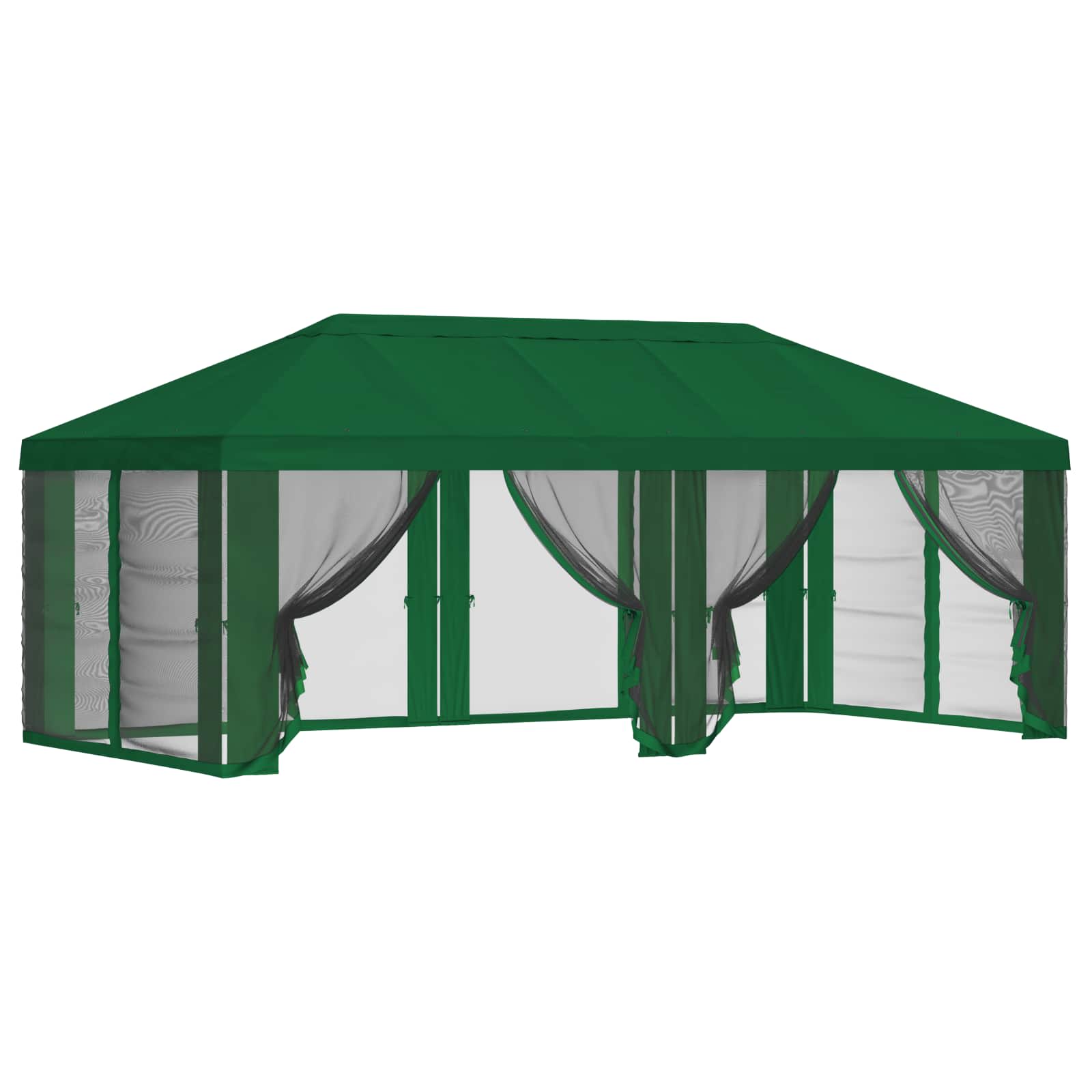 Copertura Gazebo con Pareti Laterali 6 x 3 m Verde Poliestere