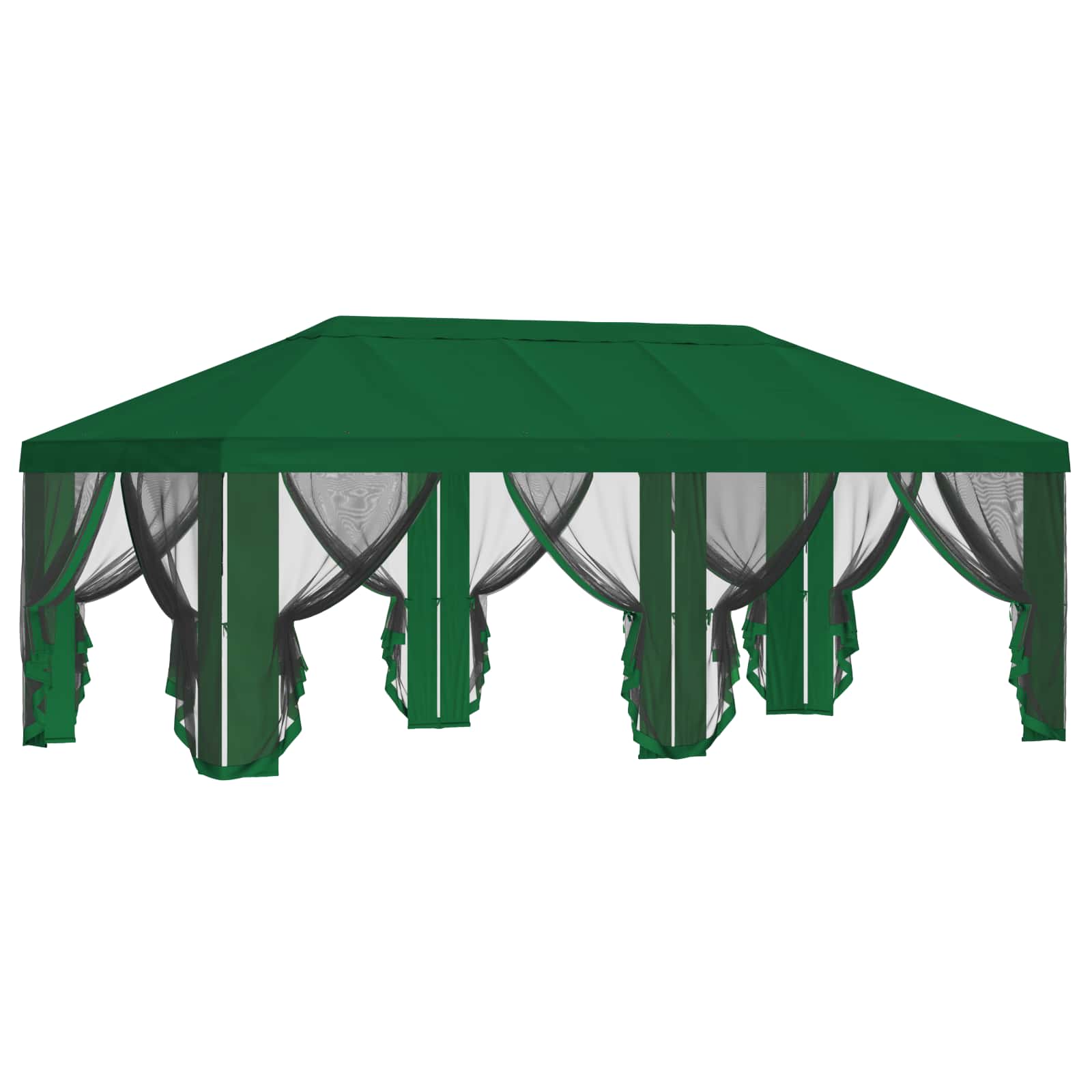 Copertura Gazebo con Pareti Laterali 6 x 3 m Verde Poliestere