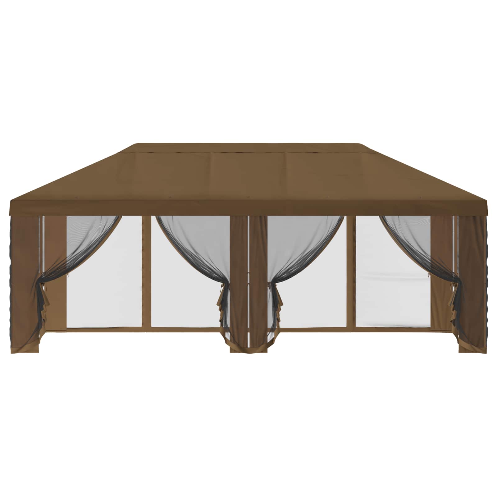 Copertura Gazebo con Pareti Laterali 6 x 3 m Tortora Poliestere