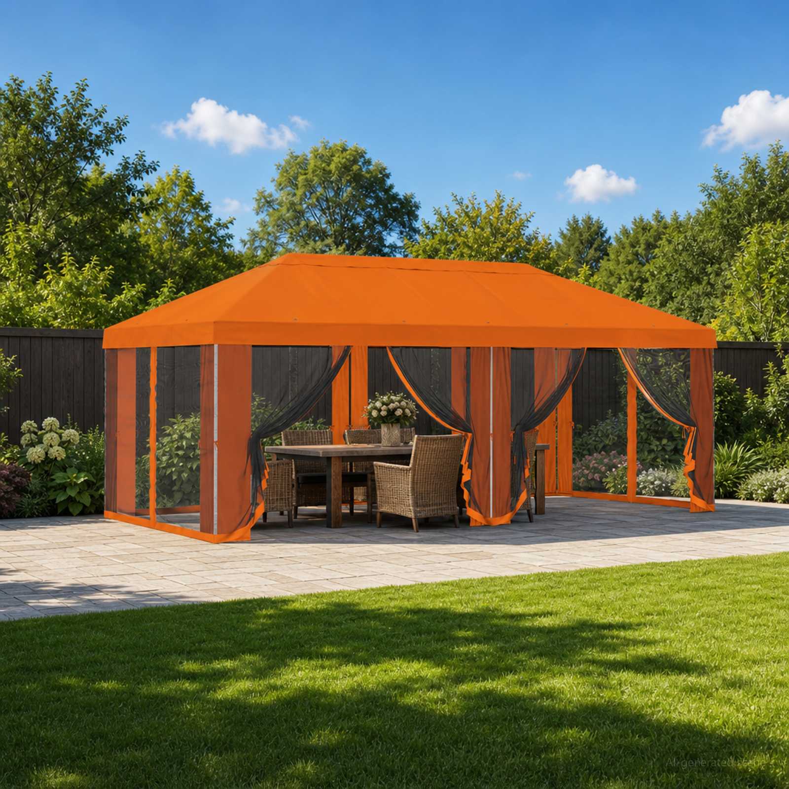 Copertura Gazebo con Pareti Laterali 6 x 3 m Arancione