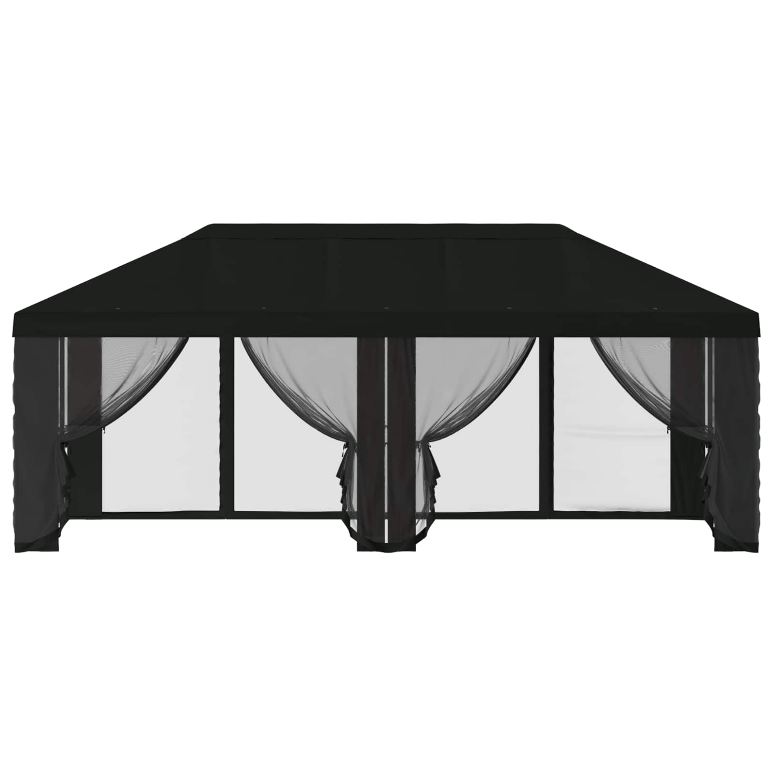 Copertura Gazebo con Pareti Laterali 6 x 3 m Nero Poliestere