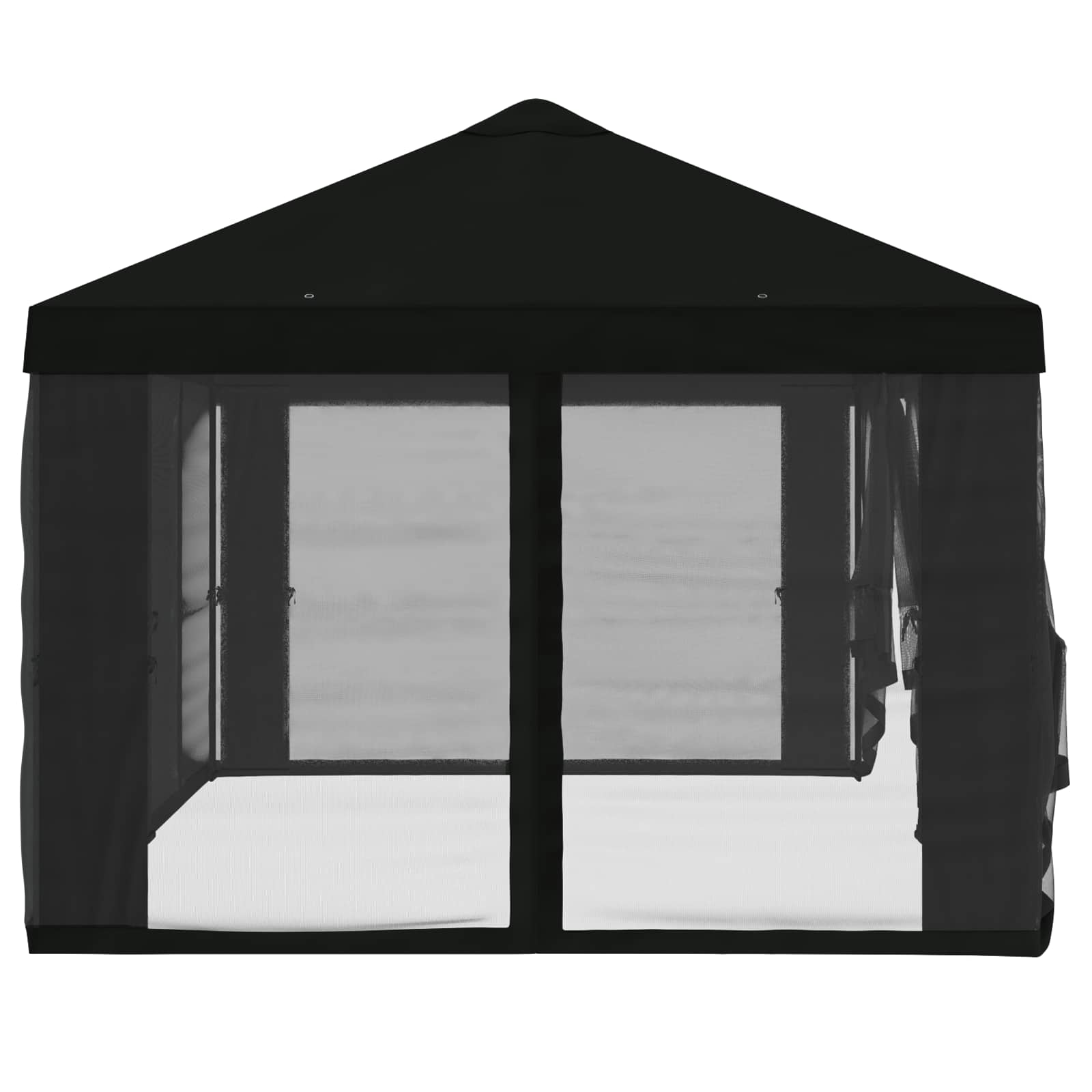 Copertura Gazebo con Pareti Laterali 6 x 3 m Nero Poliestere