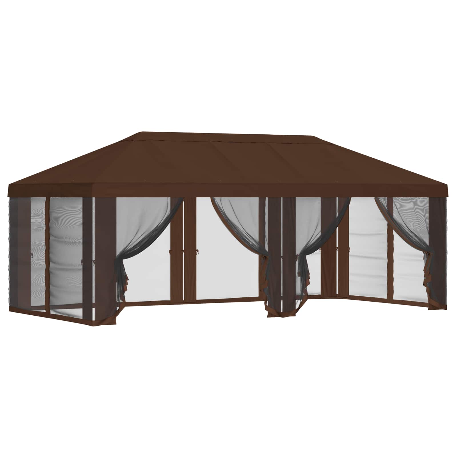 Copertura Gazebo con Pareti Laterali 6 x 3 m Marrone Poliestere