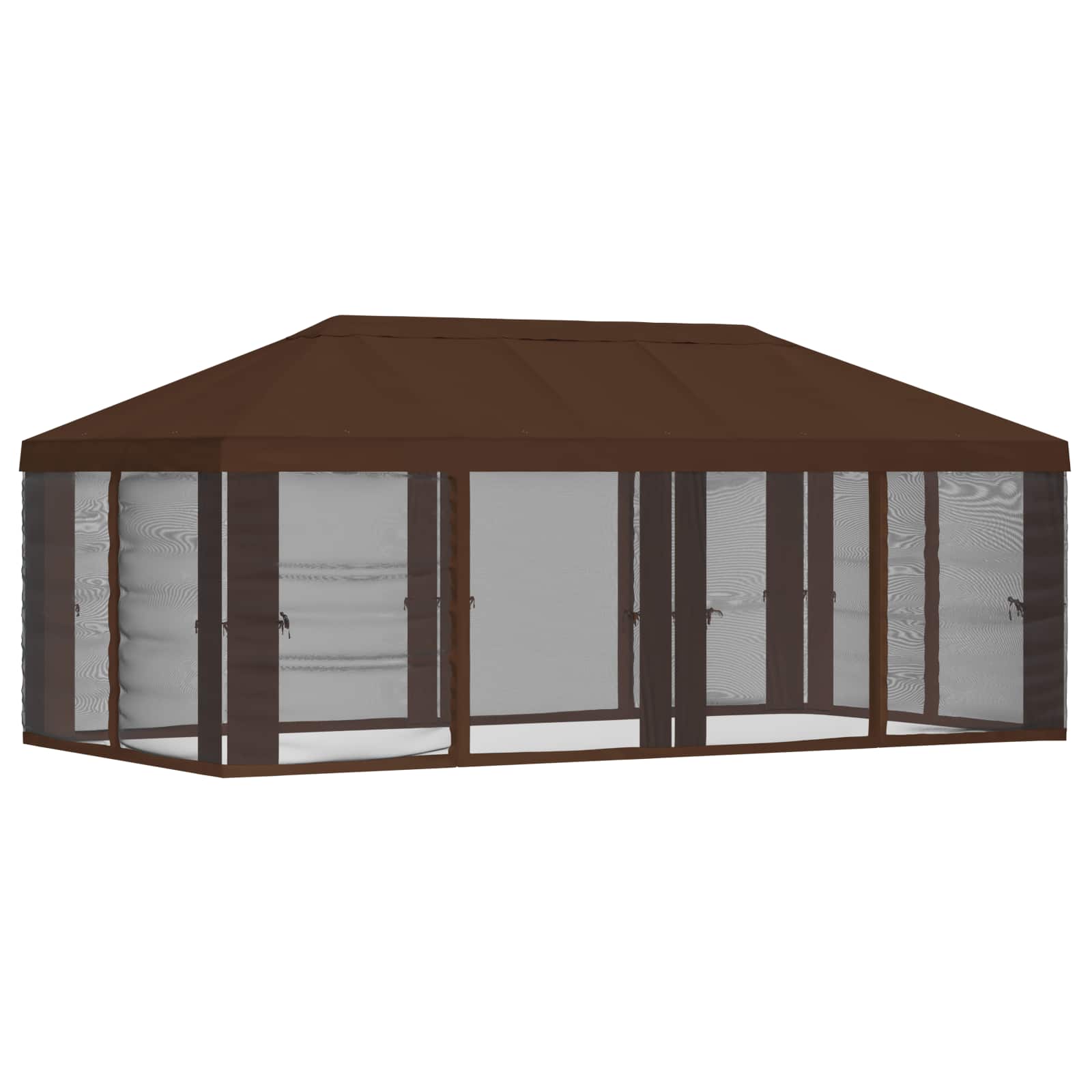 Copertura Gazebo con Pareti Laterali 6 x 3 m Marrone Poliestere