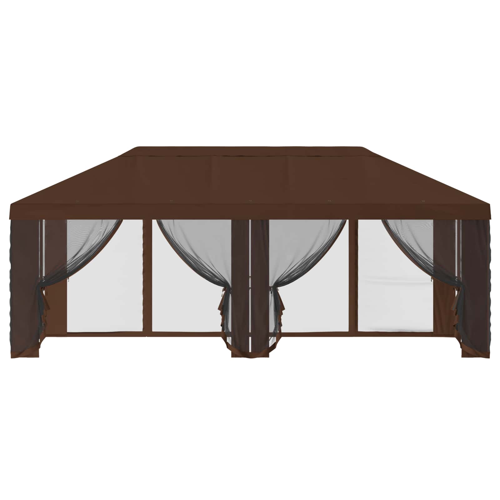 Copertura Gazebo con Pareti Laterali 6 x 3 m Marrone Poliestere