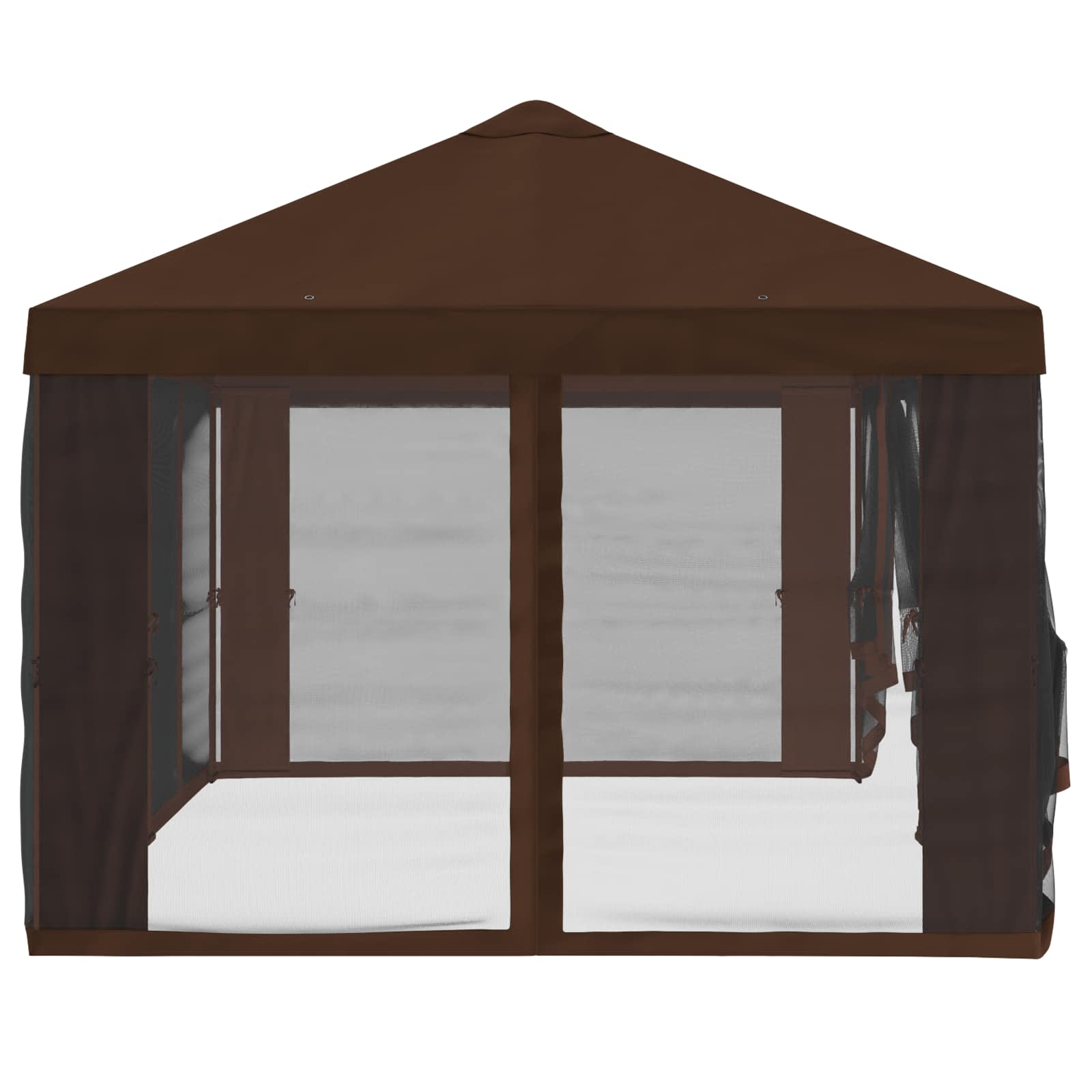 Copertura Gazebo con Pareti Laterali 6 x 3 m Marrone Poliestere