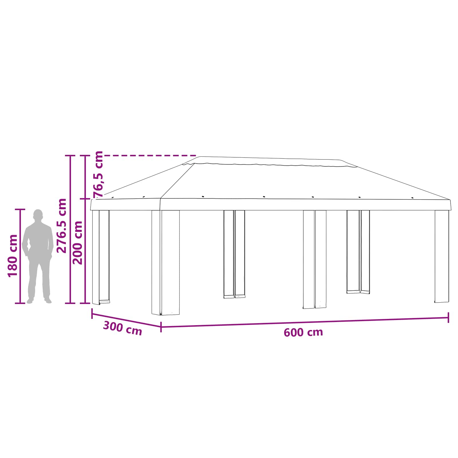 Copertura per Gazebo 6 x 3 m Crema Poliestere 190 gsm