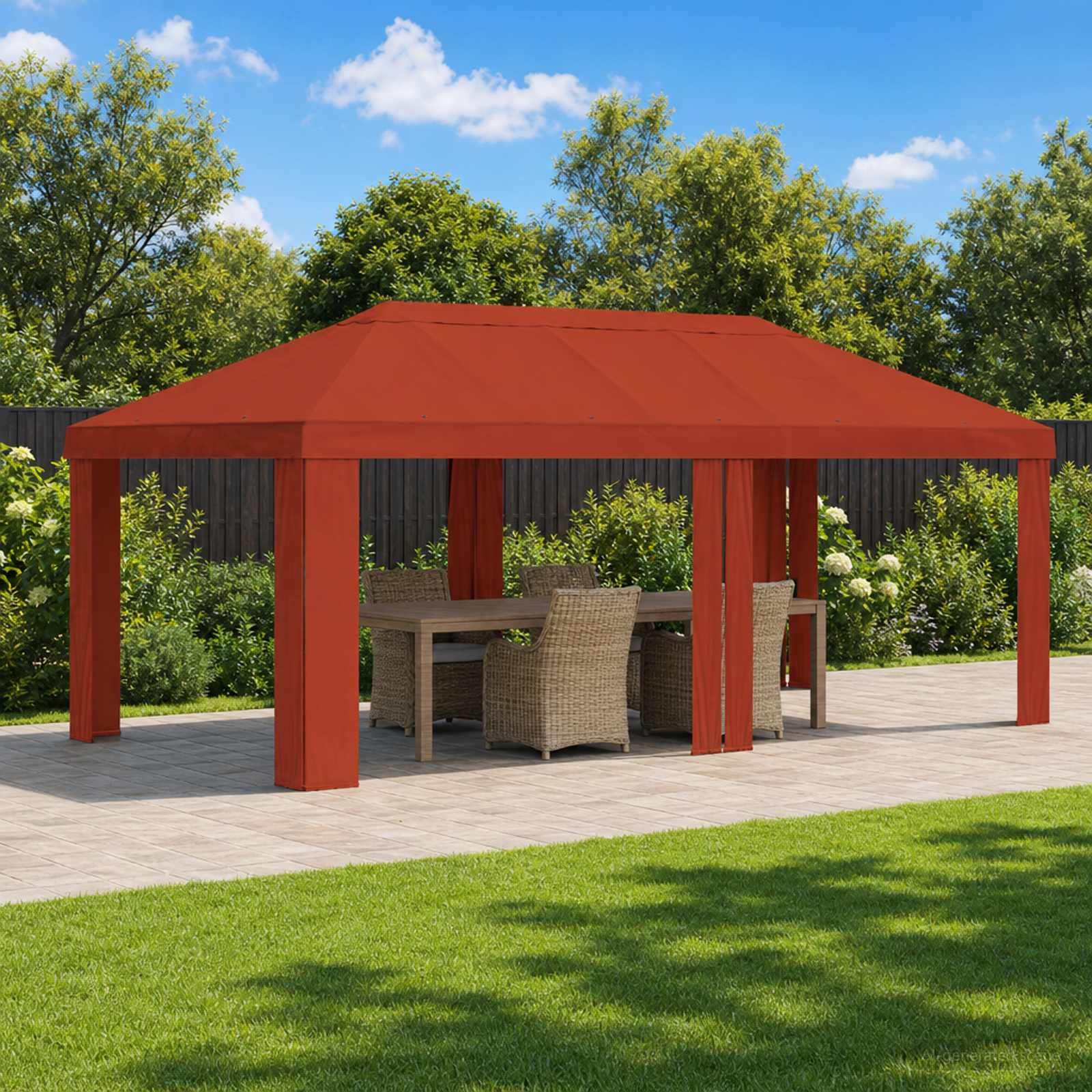 Copertura per Gazebo 6 x 3 m Terracotta Poliestere 190 gsm