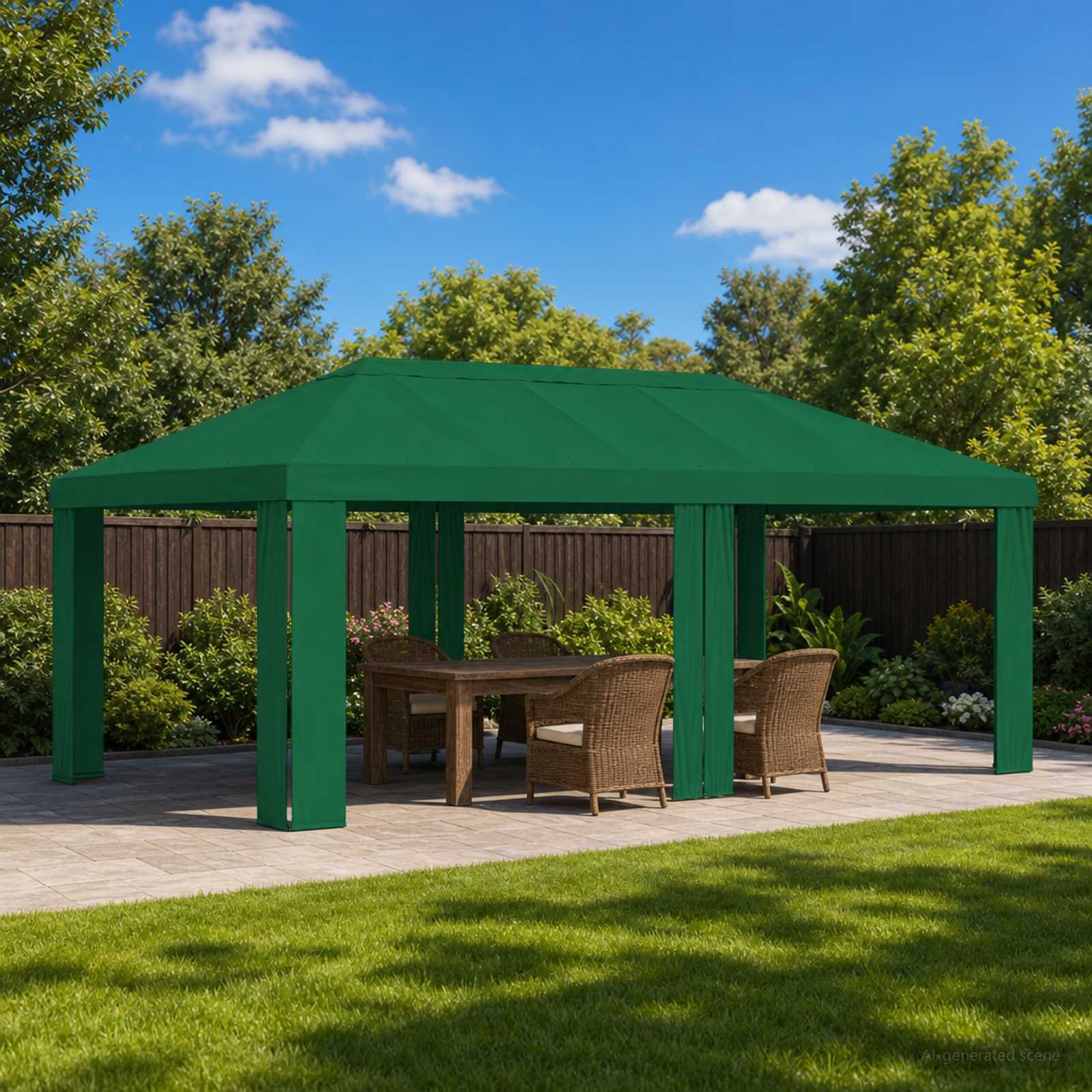 Copertura per Gazebo 6 x 3 m Verde Poliestere 190 gsm