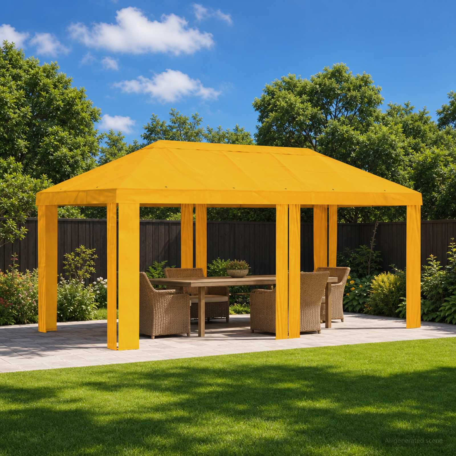 Copertura per Gazebo 6 x 3 m Giallo Poliestere 190 gsm