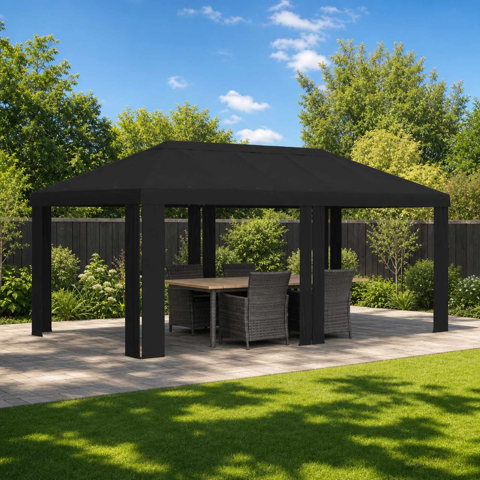 Copertura per Gazebo 6 x 3 m Nero Poliestere 190 gsm