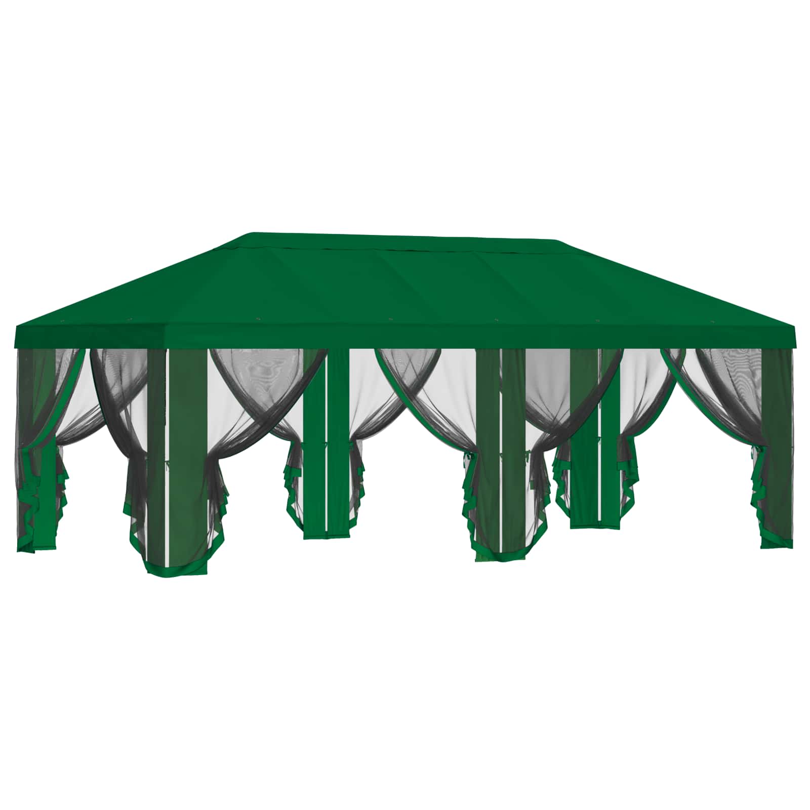 Copertura Gazebo con Pareti Laterali Verde 600,5 x 300,5 cm