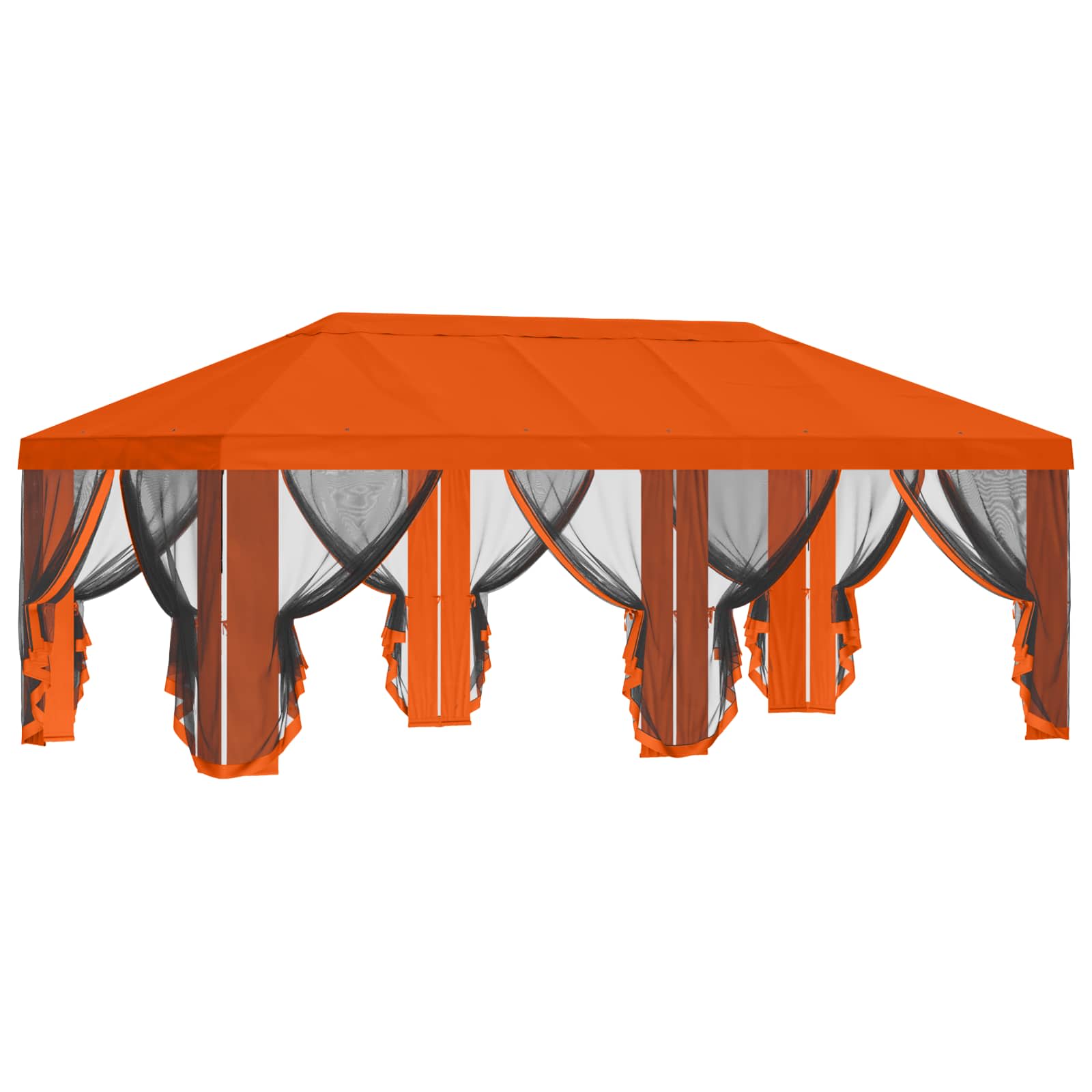 Copertura Gazebo con Pareti Laterali Arancione 600,5 x 300,5 cm