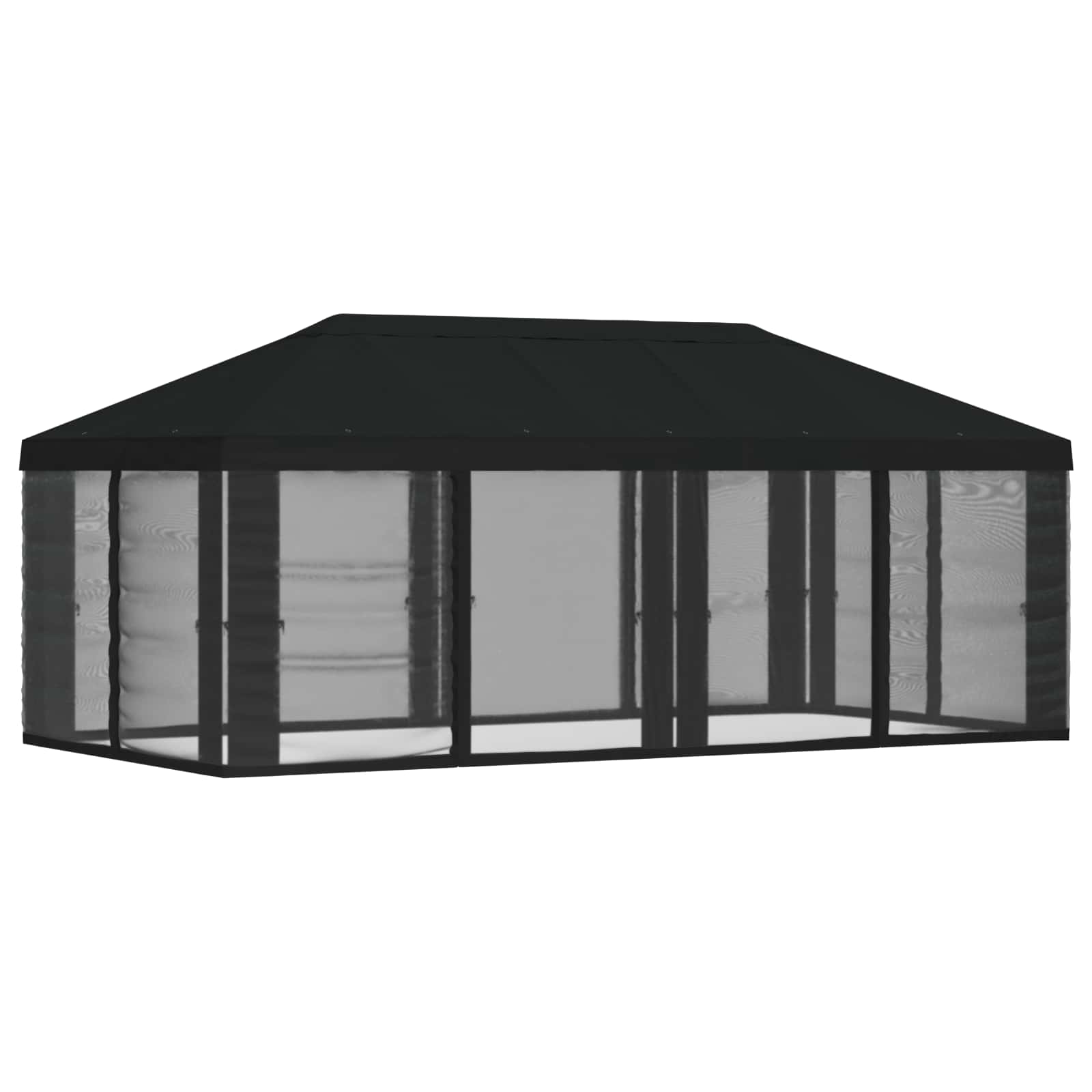 Copertura Gazebo con Pareti Laterali Nero 600,5 x 300,5 cm