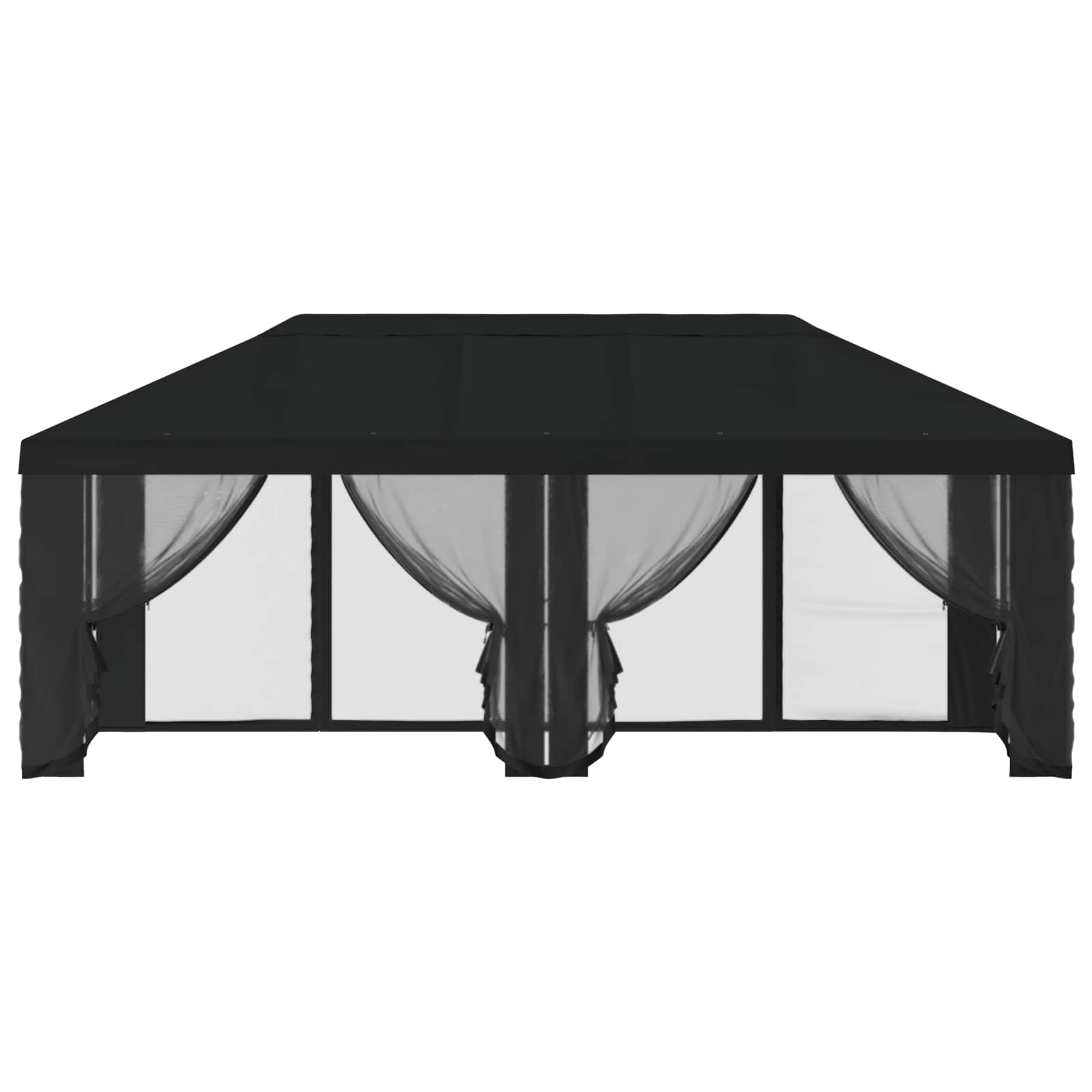 Copertura Gazebo con Pareti Laterali Nero 600,5 x 300,5 cm