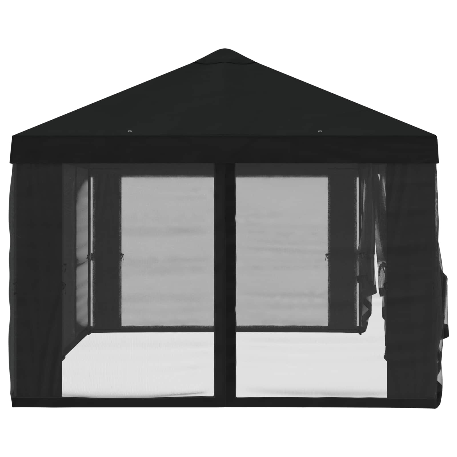 Copertura Gazebo con Pareti Laterali Nero 600,5 x 300,5 cm