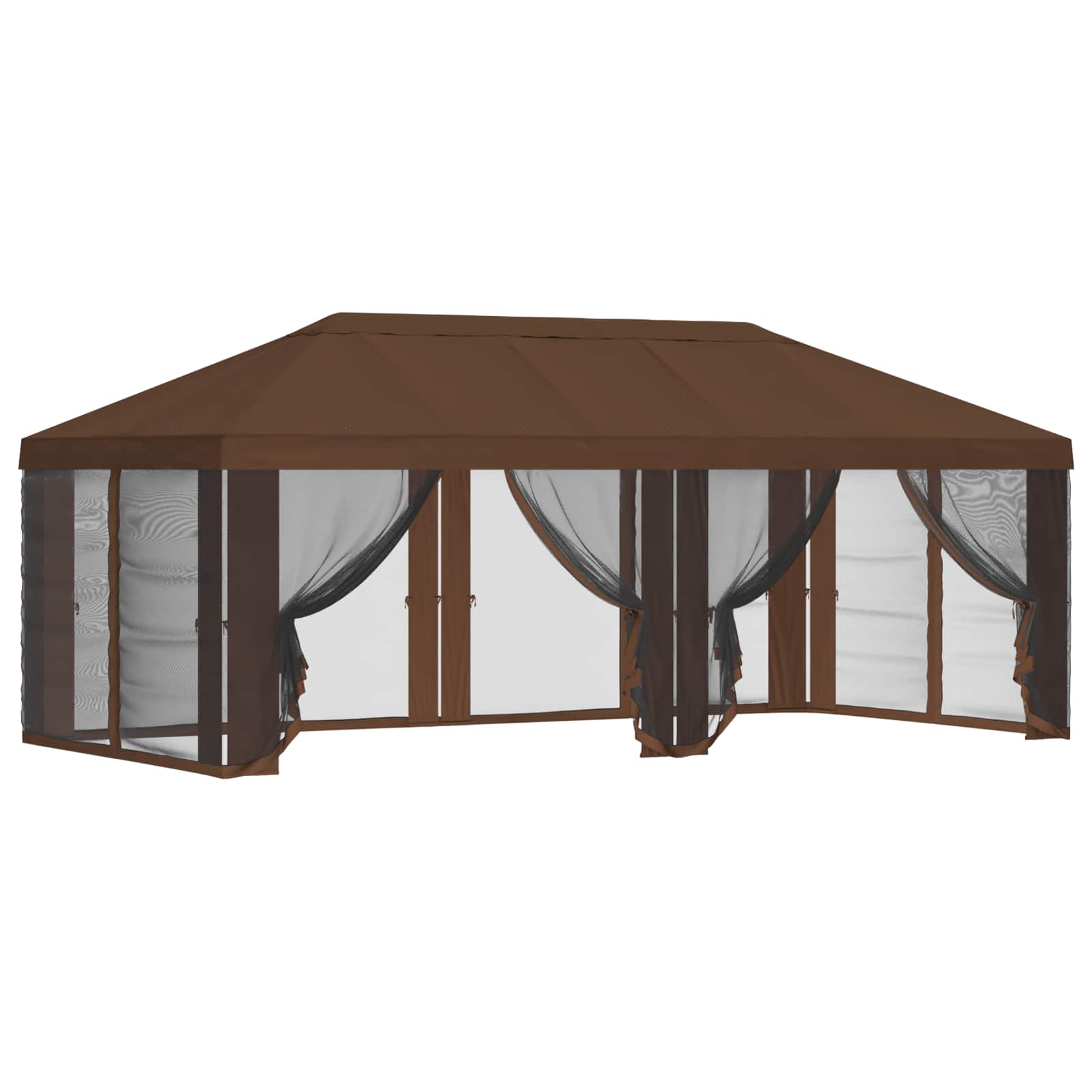 Copertura Gazebo con Pareti Laterali Marrone 600,5 x 300,5 cm