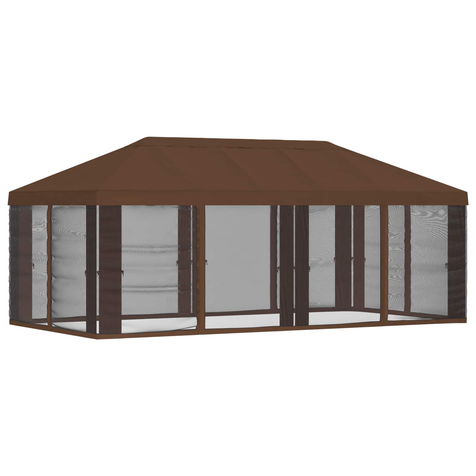 Copertura Gazebo con Pareti Laterali Marrone 600,5 x 300,5 cm